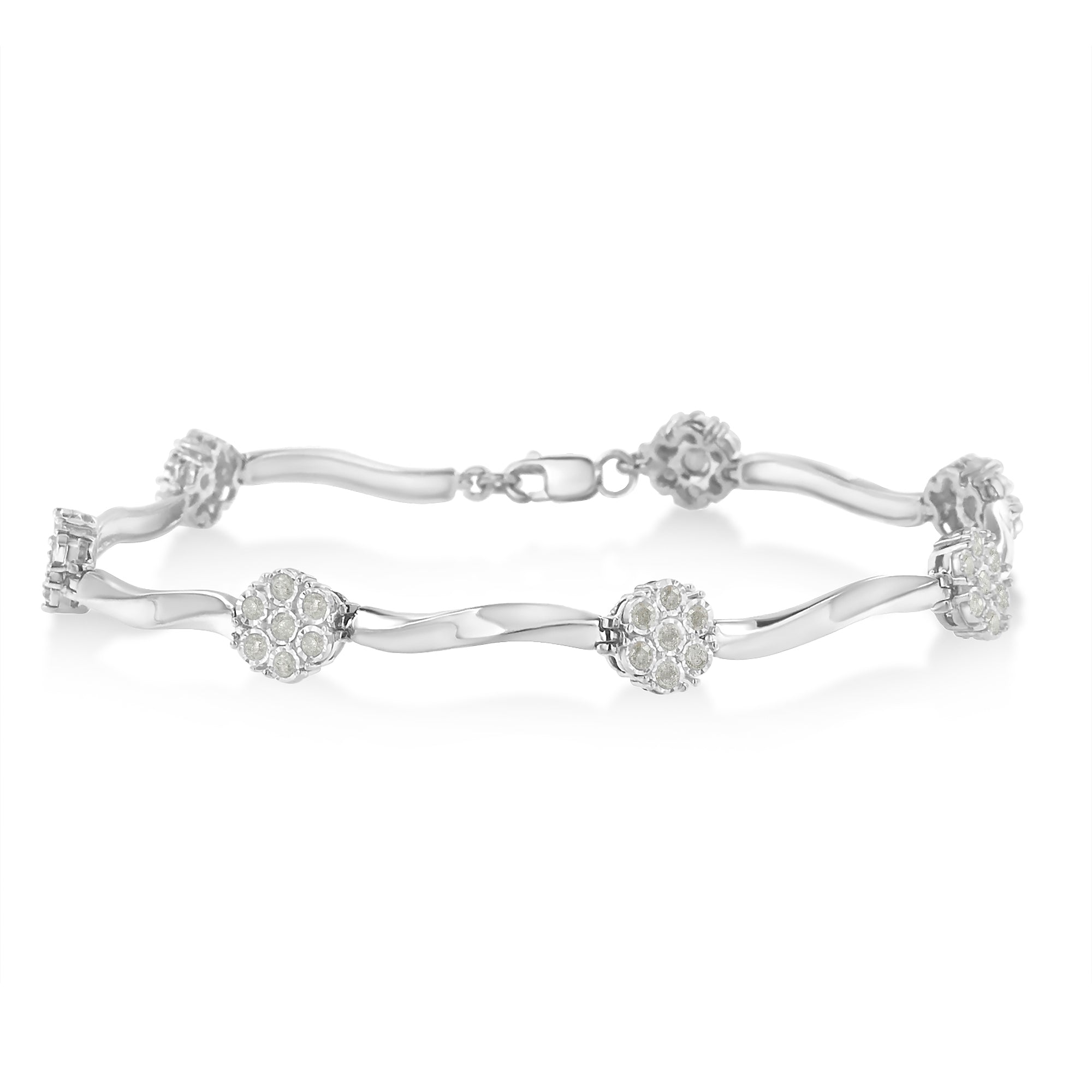 Sterling Silver Diamond Link Bracelet 1 cttw, H-I Color, I1-I2 Clarity on sale at MyriadMart