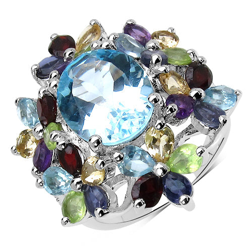 10.34 Carat Genuine Multi Stone .925 Sterling Silver Ring on sale at MyriadMart
