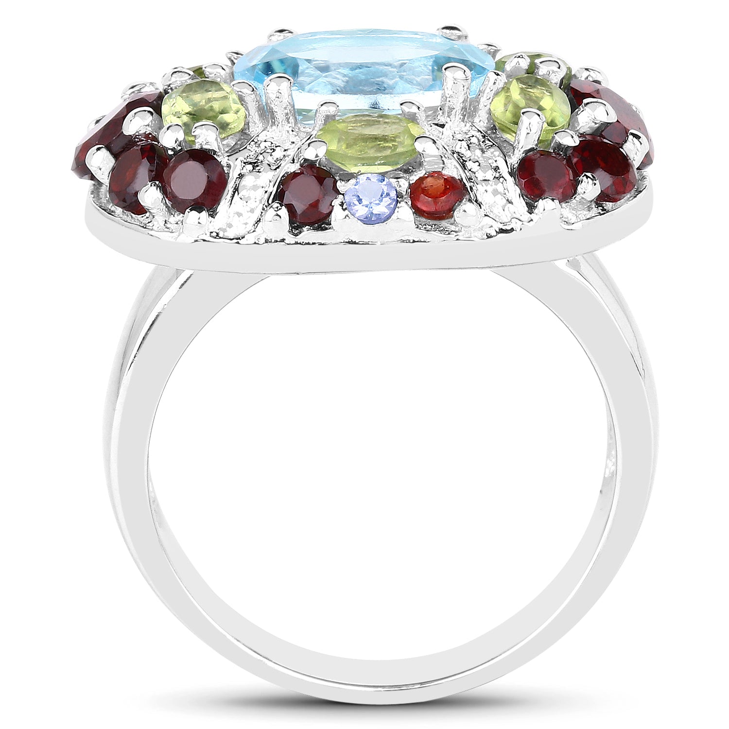 5.43 Carat Genuine Multi Stone .925 Sterling Silver Ring on sale at MyriadMart