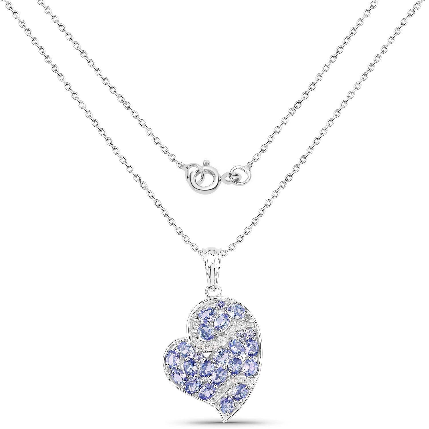 3.40 Carat Genuine Tanzanite and White Topaz .925 Sterling Silver Pendant on sale at MyriadMart