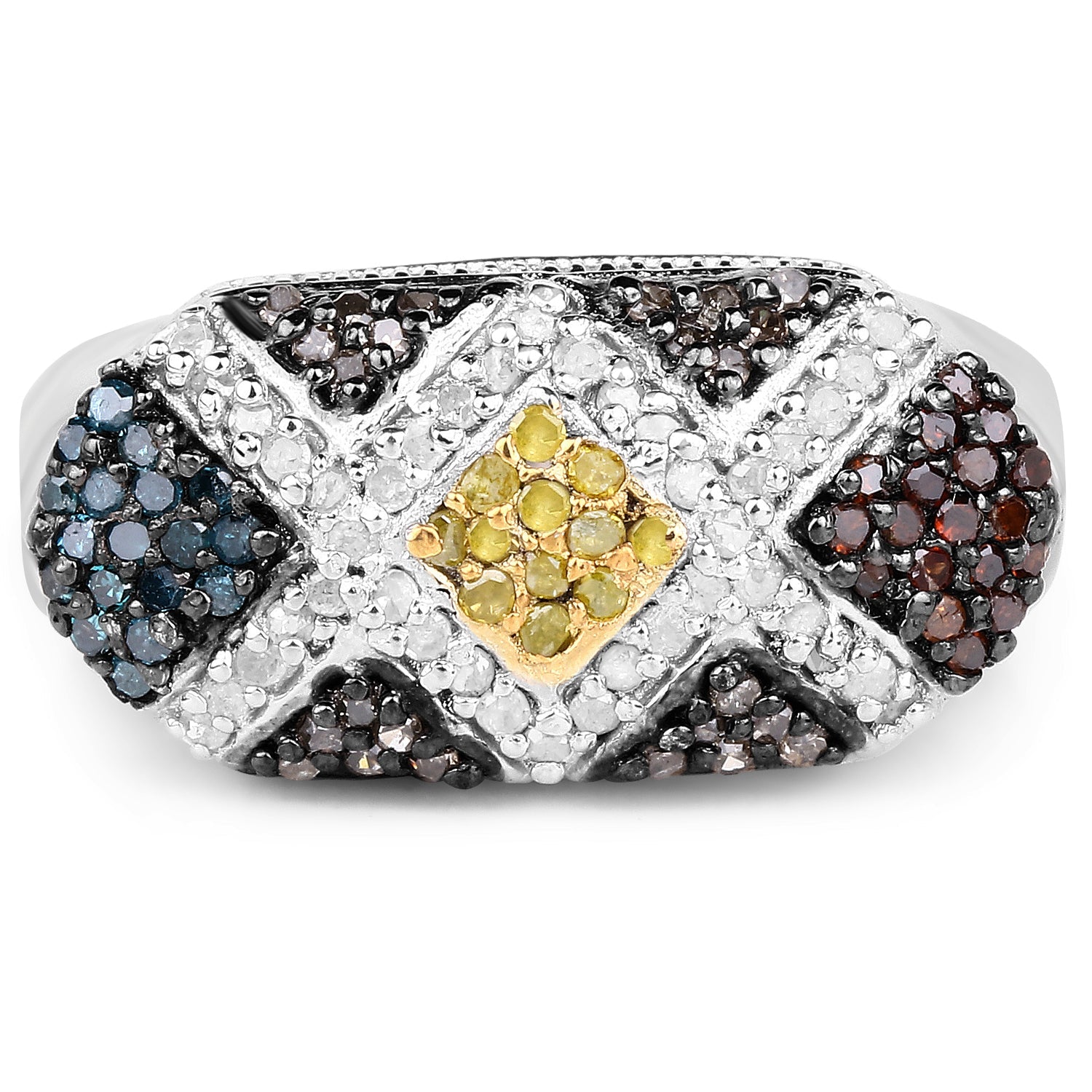 0.61 Carat Genuine Multi Diamond .925 Sterling Silver Ring on sale at MyriadMart