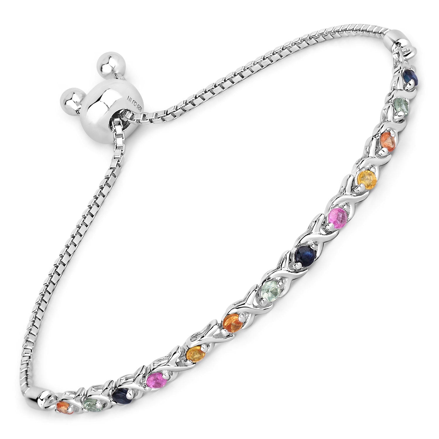 0.88 Carat Genuine Multi Sapphire .925 Sterling Silver Bracelet on sale at MyriadMart