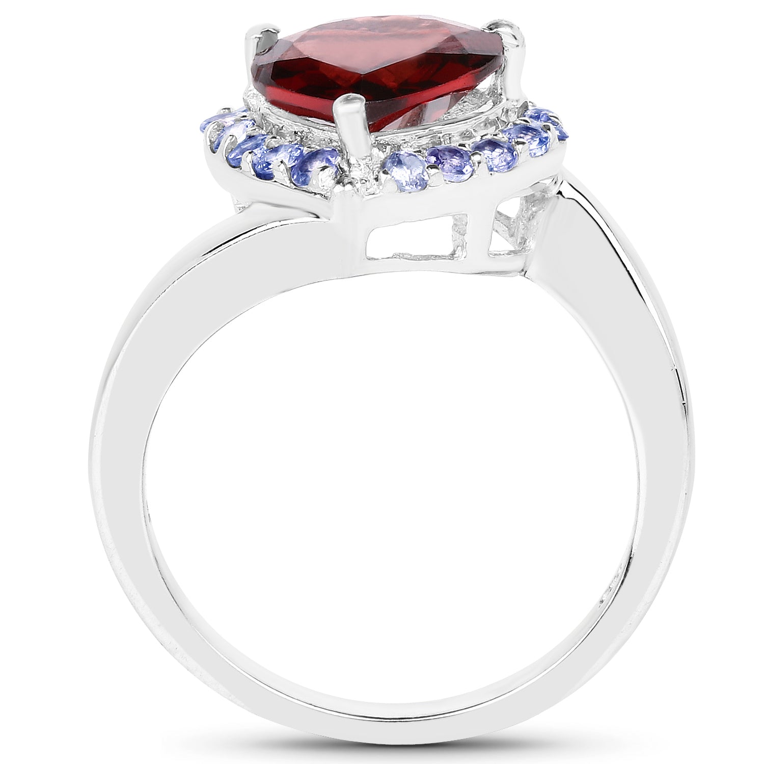 3.26 Carat Genuine Garnet and Tanzanite .925 Sterling Silver Ring on sale at MyriadMart
