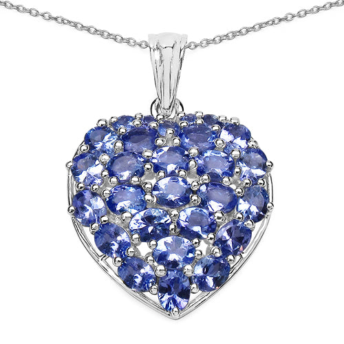3.96 Carat Genuine Tanzanite .925 Sterling Silver Pendant on sale at MyriadMart