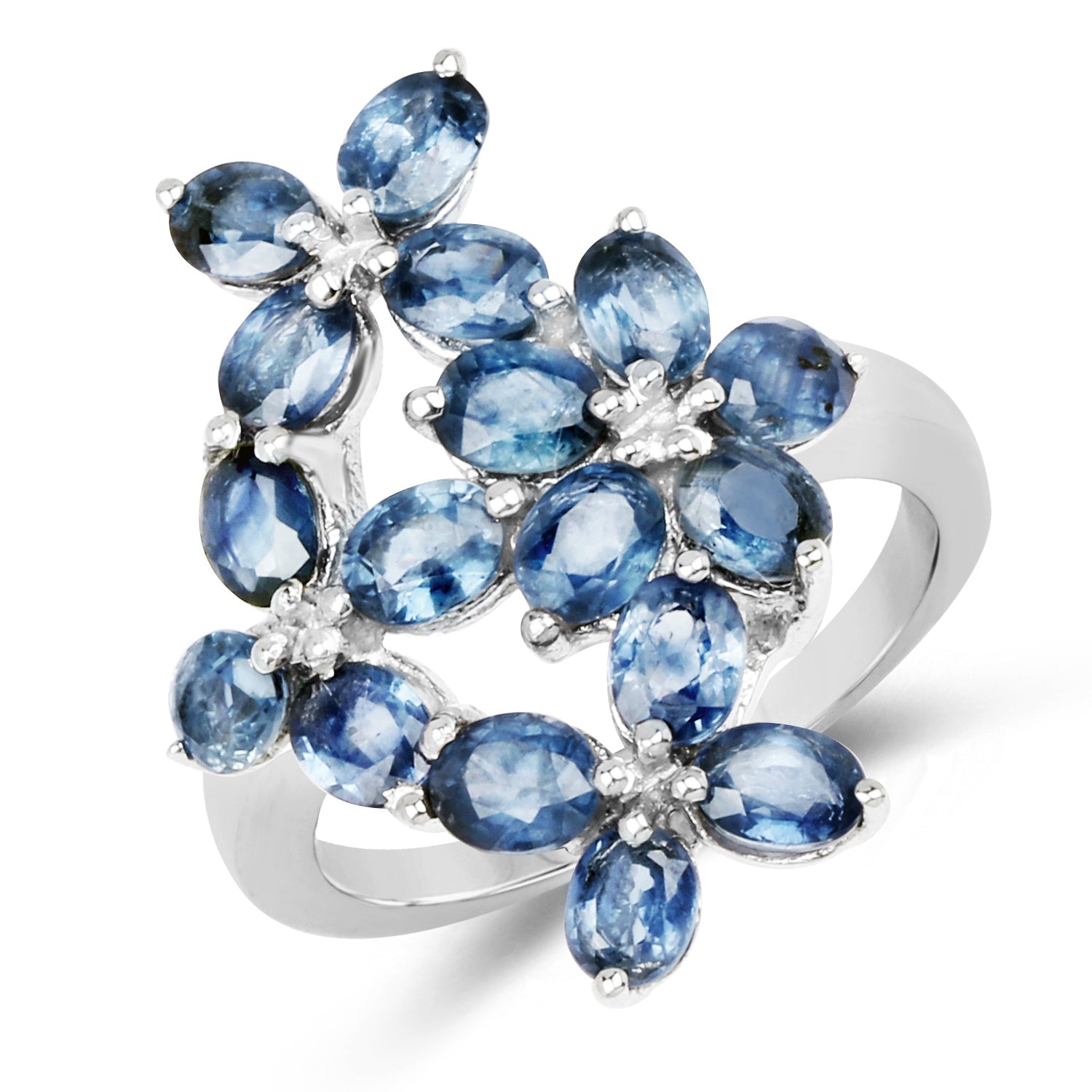 3.40 Carat Genuine Blue Sapphire .925 Sterling Silver Ring on sale at MyriadMart