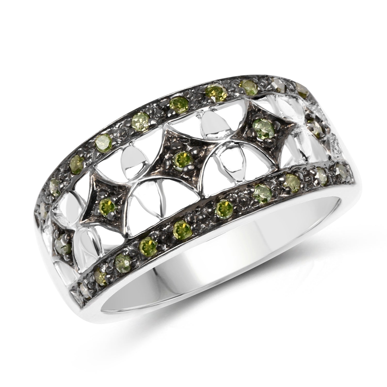 0.32 Carat Genuine Green Diamond .925 Sterling Silver Ring on sale at MyriadMart
