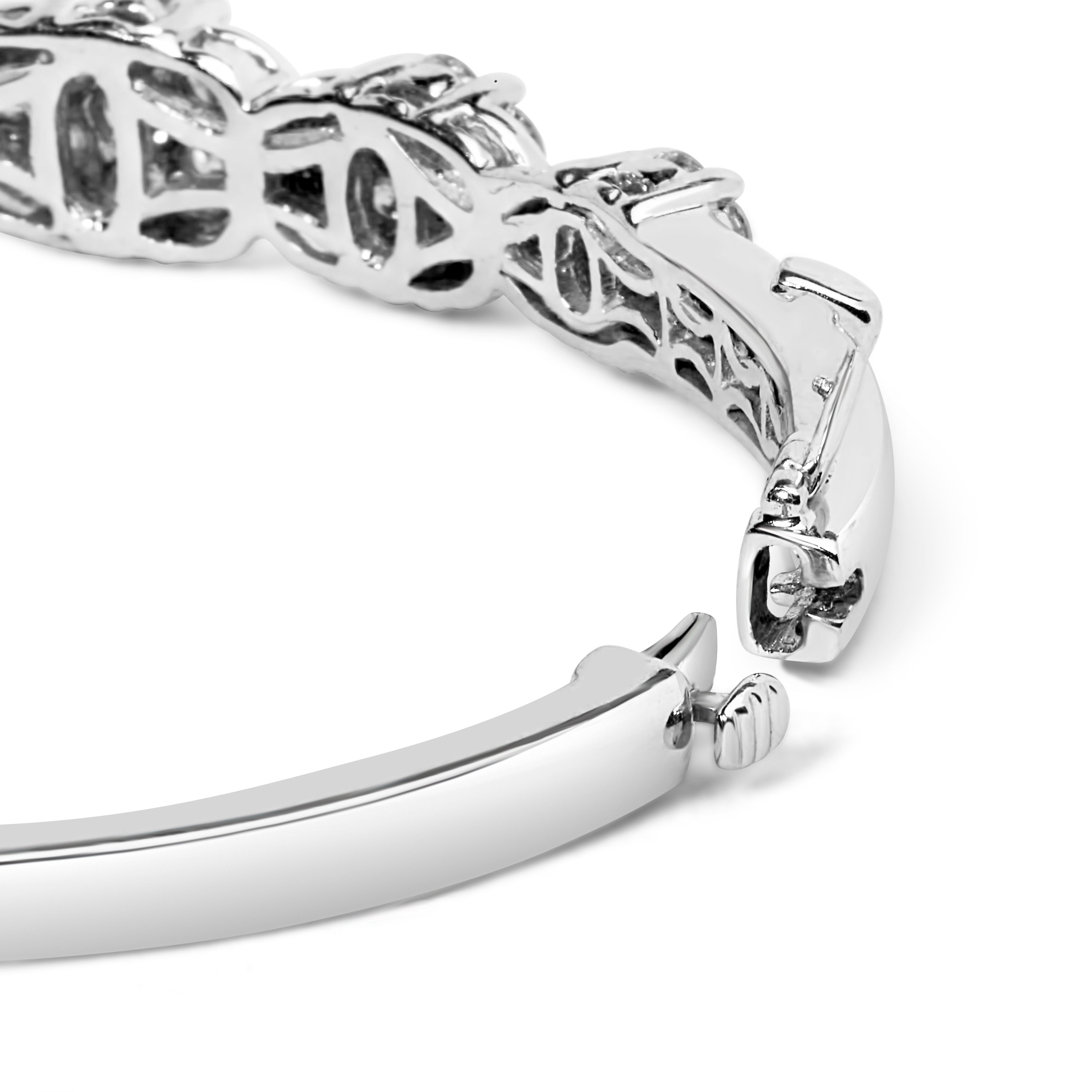 14K White Gold 2 1/2 Cttw Diamond Graduating Floral Cluster Bangle Bracelet H-I Color, SI1-SI2 Clarity - Fits Wrists up to 7.25" on sale at MyriadMart