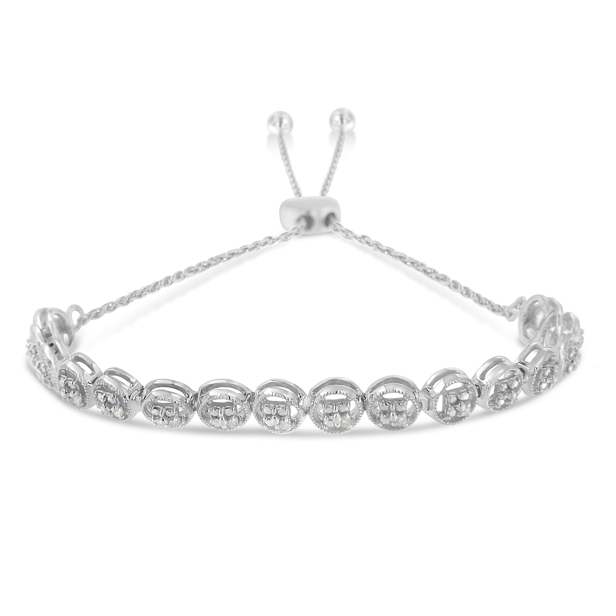 .925 Sterling Silver 1/10 Cttw Round Diamond Bolo Bracelet I-J Color, I3 Clarity on sale at MyriadMart