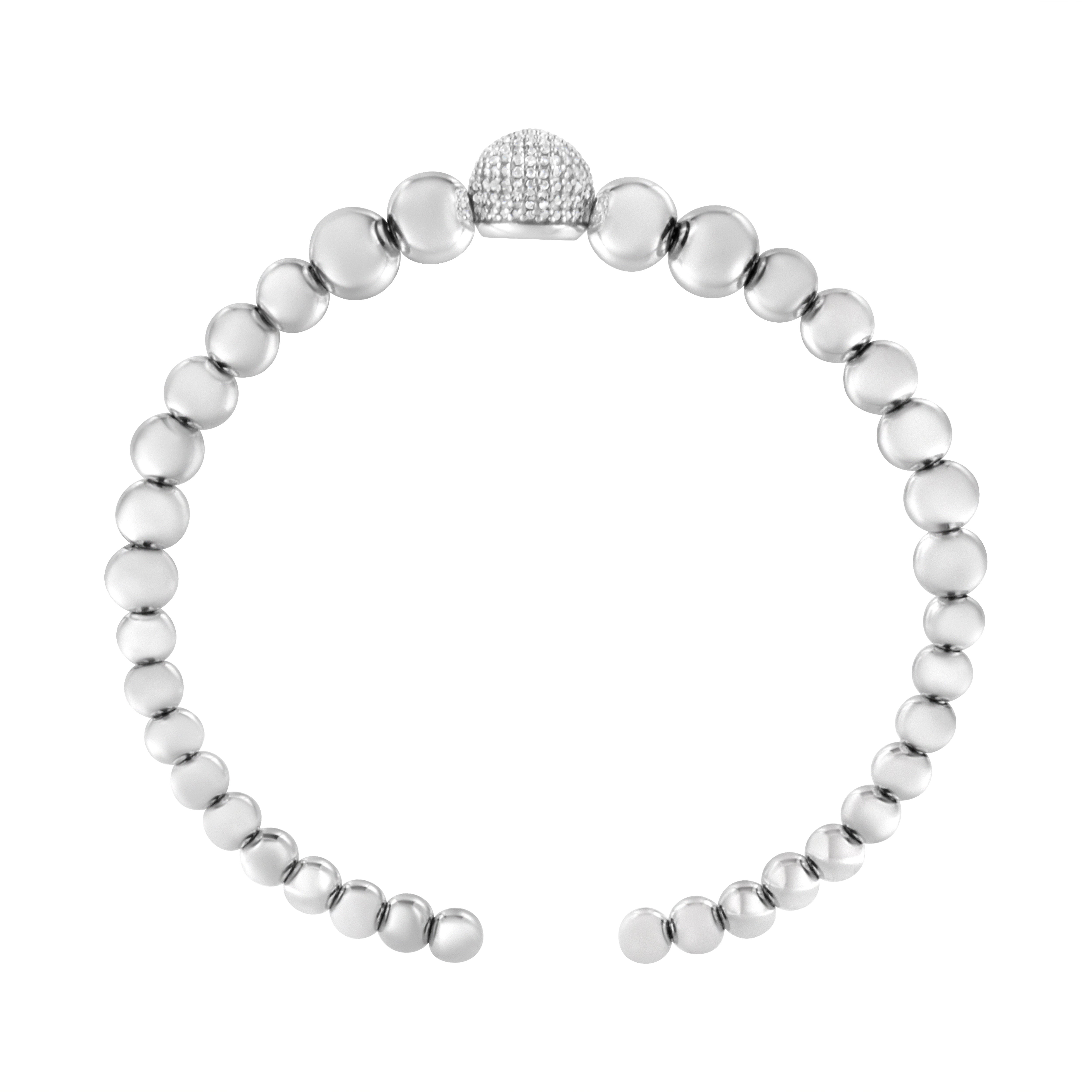.925 Sterling Silver 1/6 Cttw Diamond Rondelle Graduated Ball Bead Cuff Bangle Bracelet I-J color, I2-I3 clarity - Fits wrists up to 7 1/2 inches on sale at MyriadMart