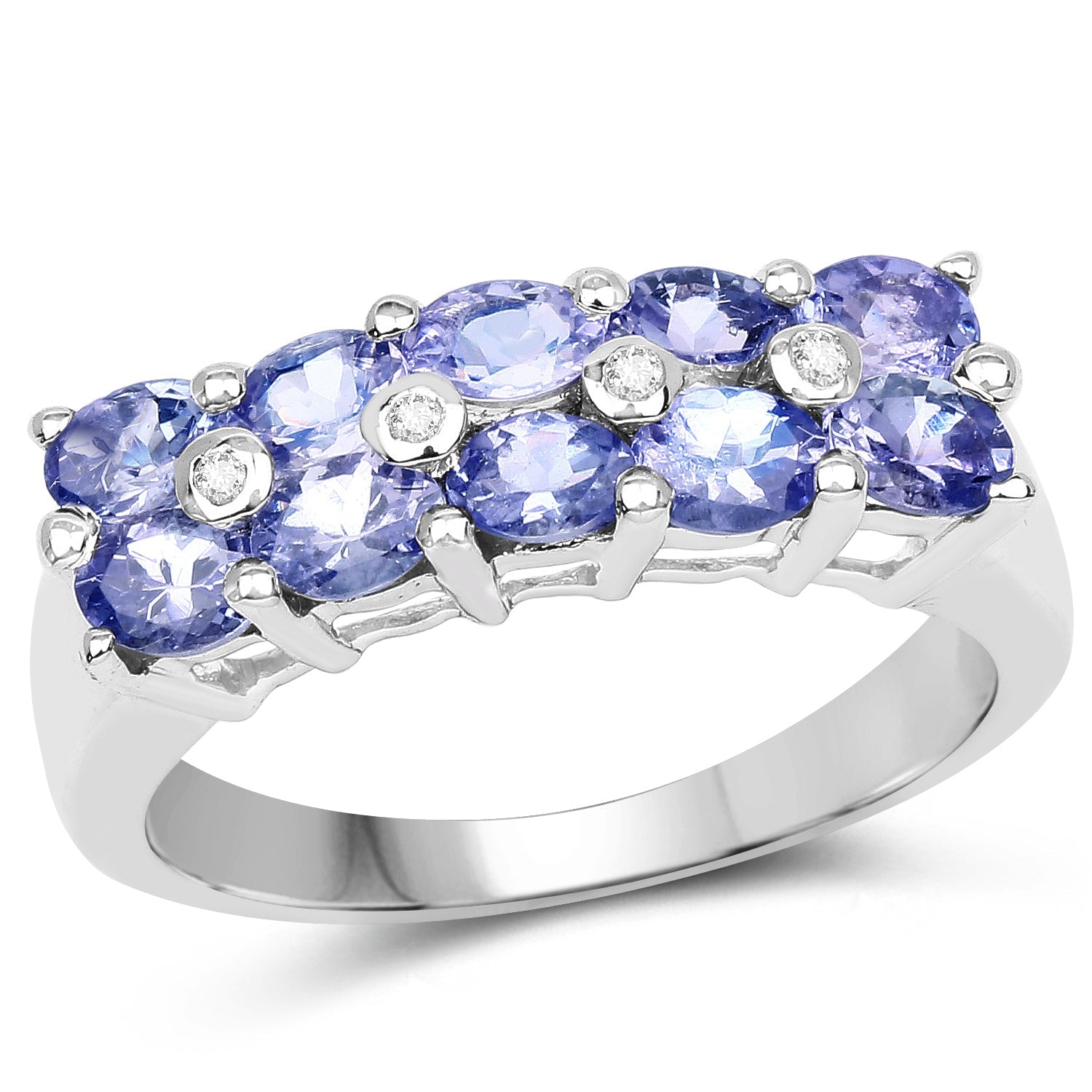 1.76 Carat Genuine Tanzanite and White Sapphire .925 Sterling Silver Ring on sale at MyriadMart