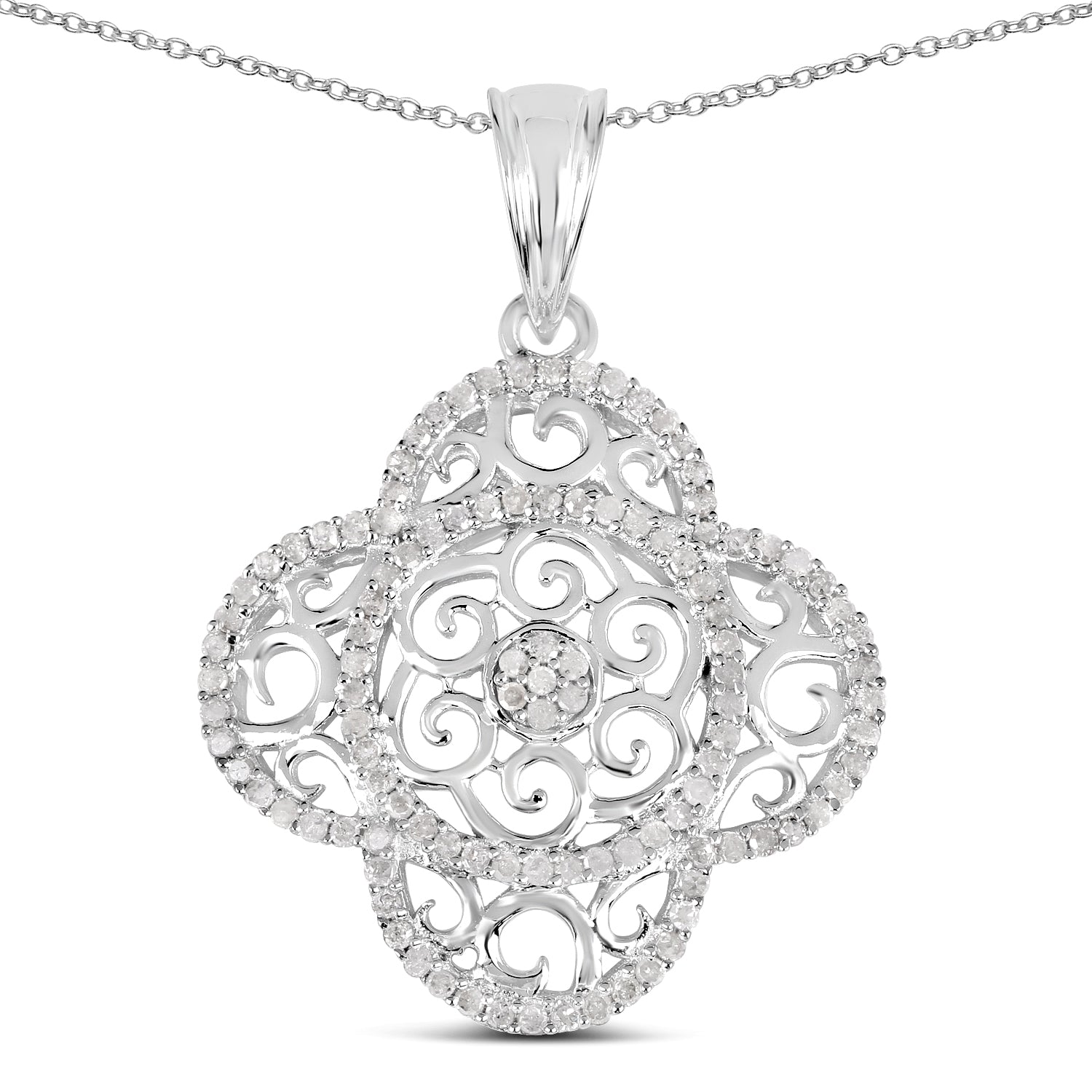 0.57 Carat Genuine White Diamond .925 Sterling Silver Pendant on sale at MyriadMart