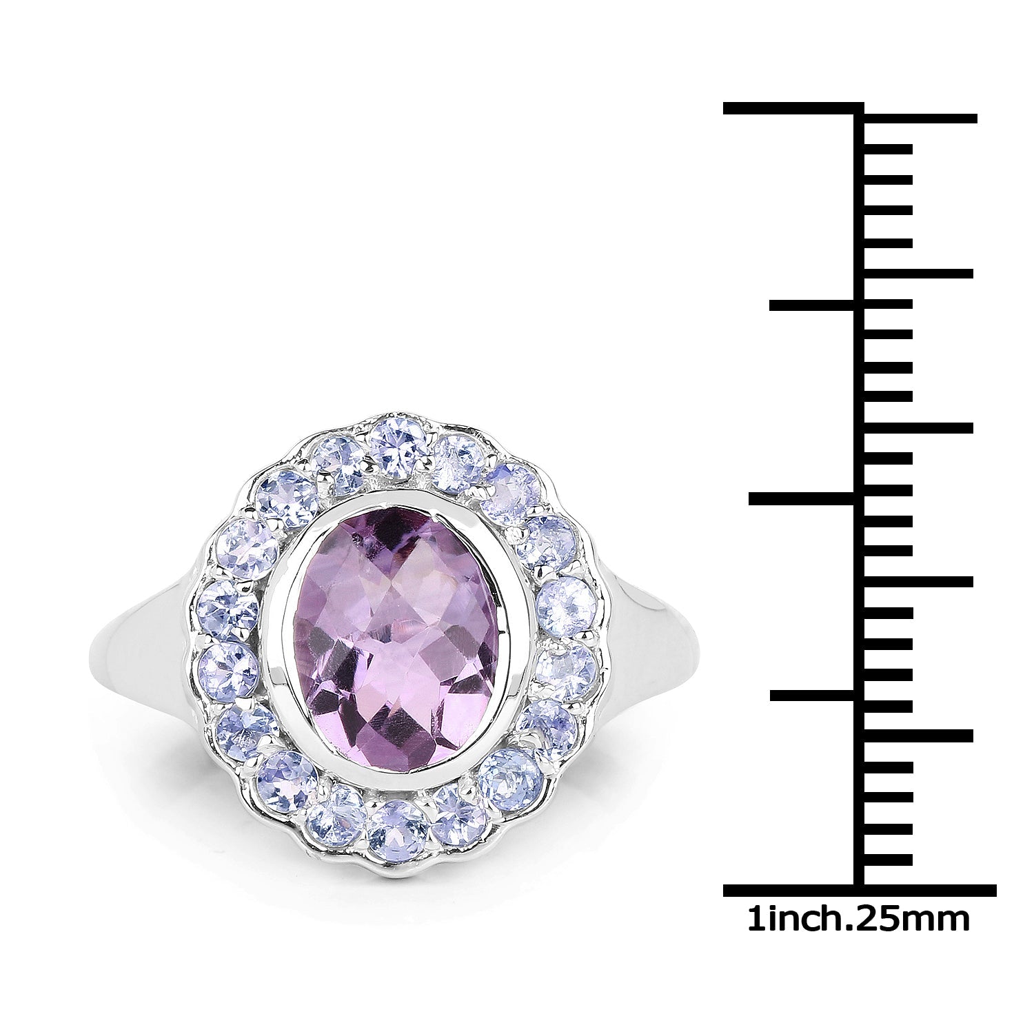 2.53 Carat Genuine Amethyst and Tanzanite .925 Sterling Silver Ring on sale at MyriadMart