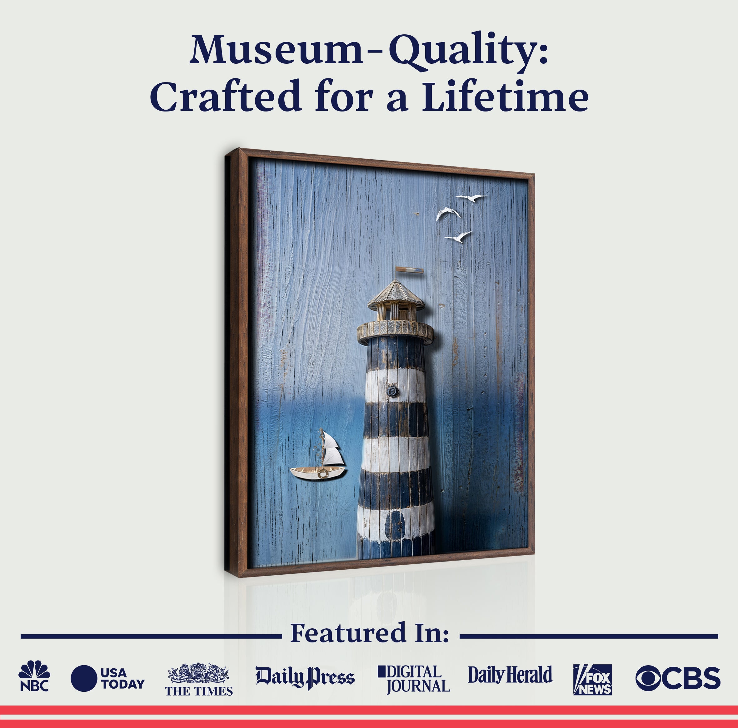 Wooden Lighthouse Coastal Wall Art III on sale at MyriadMart