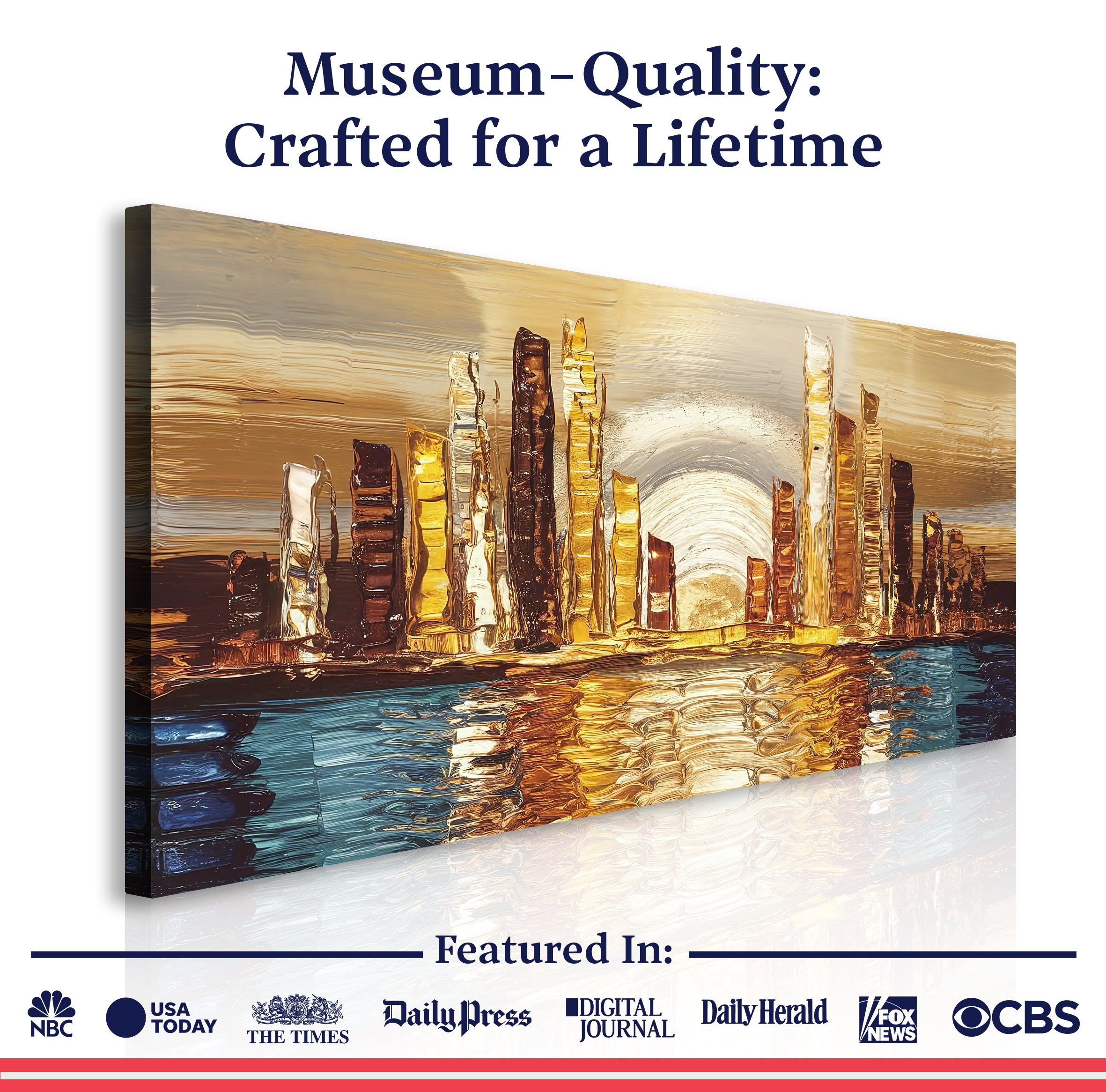 Golden Metropolis Abstract Impasto Wall Art on sale at MyriadMart