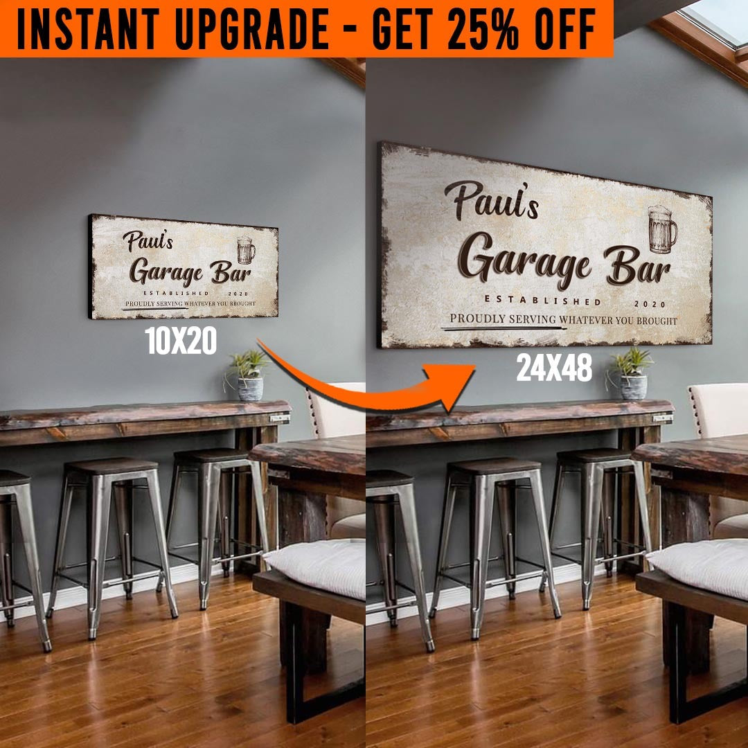Upgrade Your 'Garage Bar' Style 3 Canvas To 24x48 Inches on sale at MyriadMart