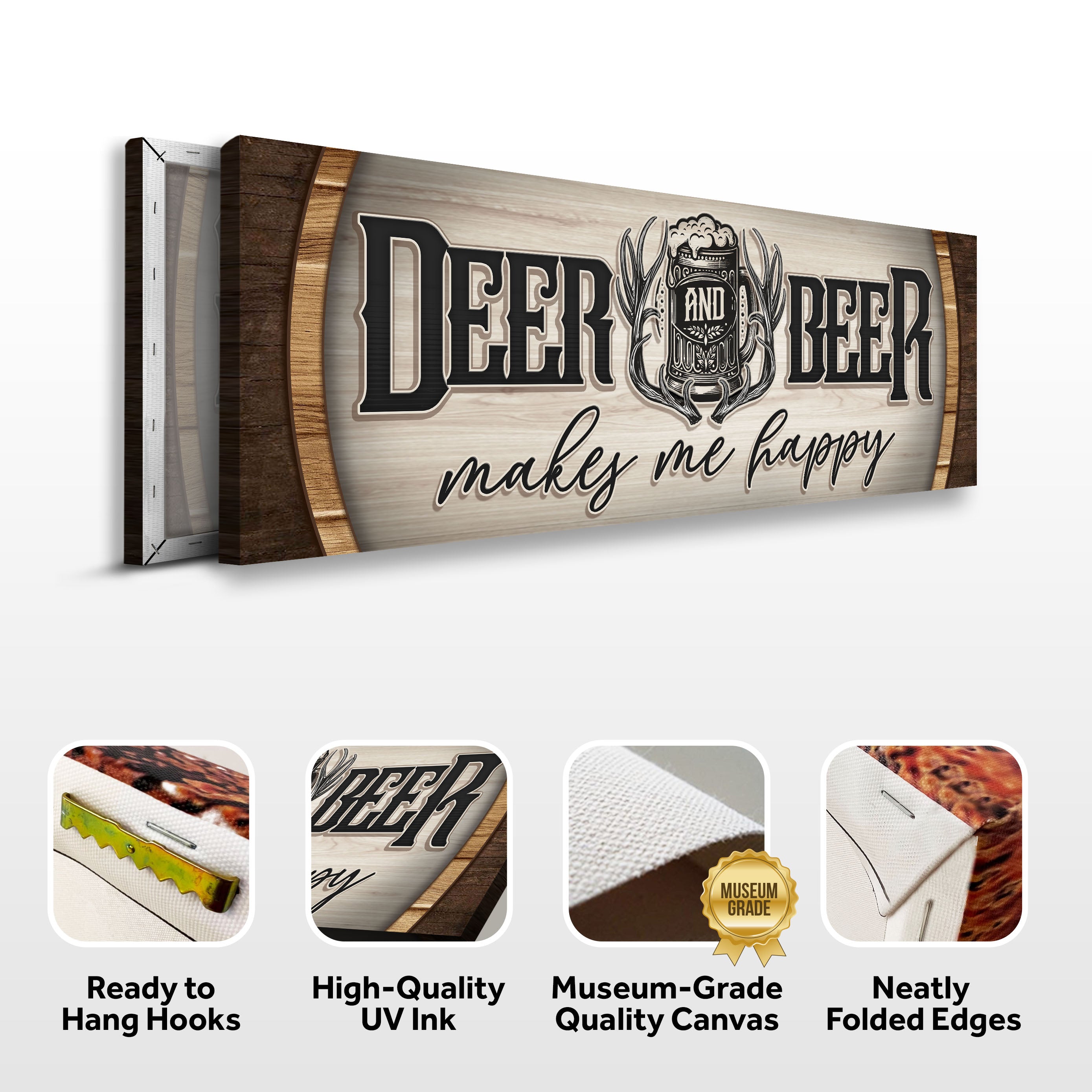 Deer And Beer Make Me Happy Hunting Sign II on sale at MyriadMart