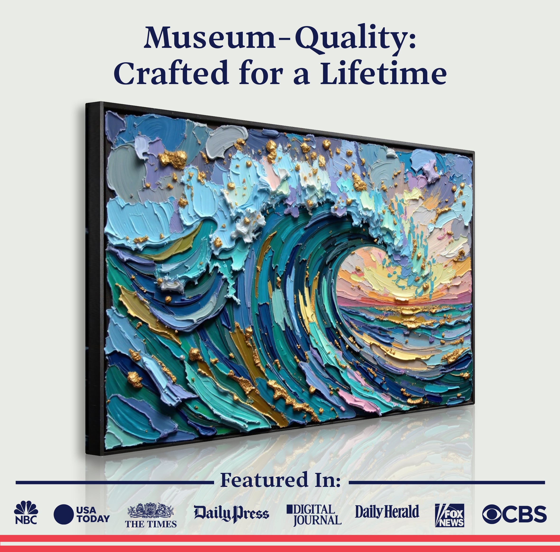 Golden Tide Impasto Wall Art on sale at MyriadMart