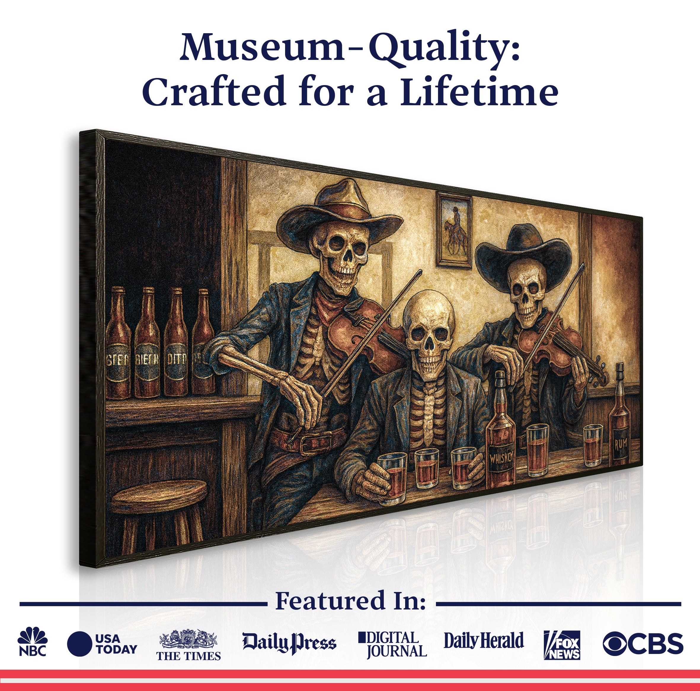 Cowboy Skeletons Western Bar Wall Art on sale at MyriadMart