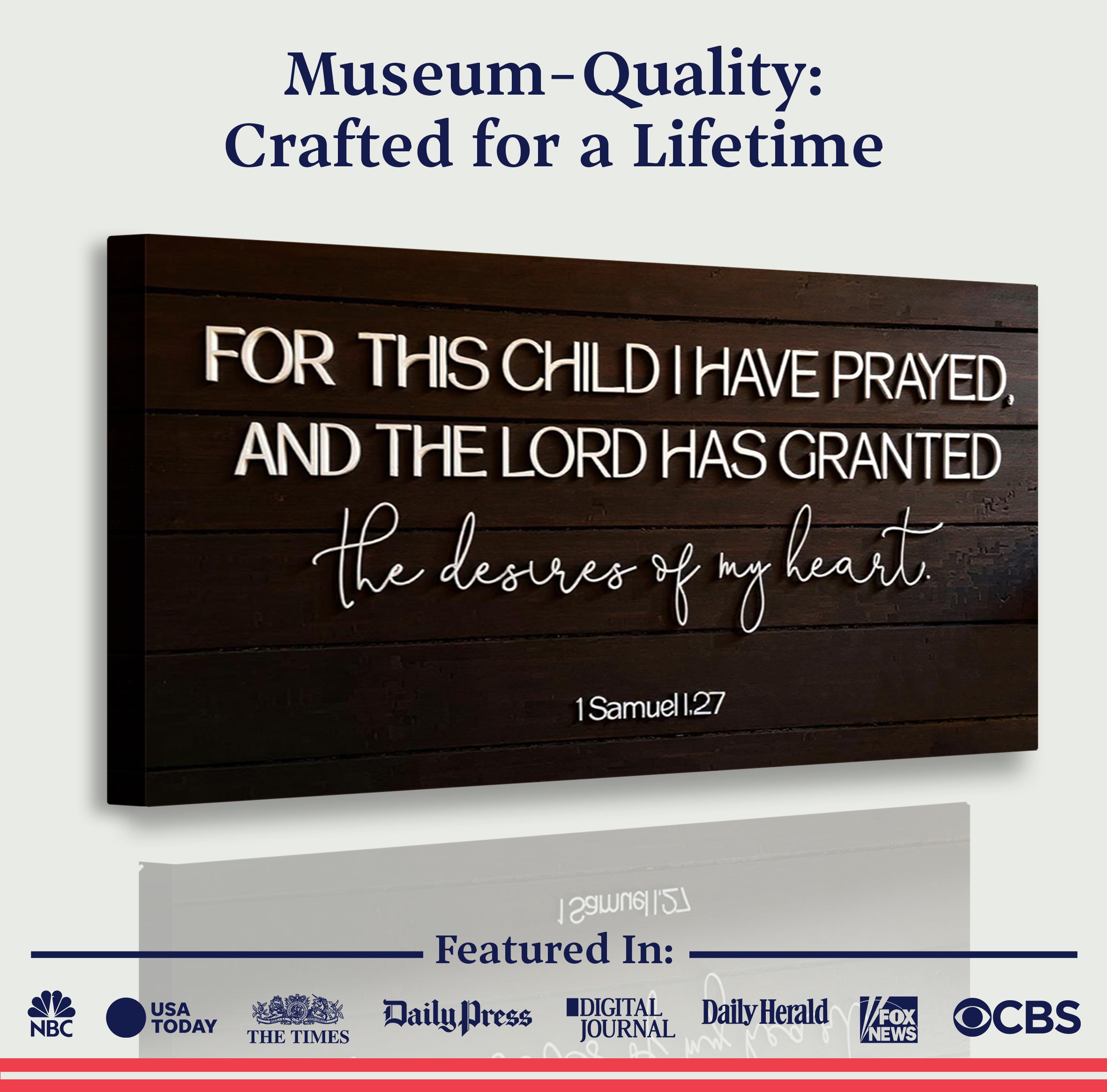 1 Samuel 1:27 - For This Child I Have Prayed Sign V on sale at MyriadMart