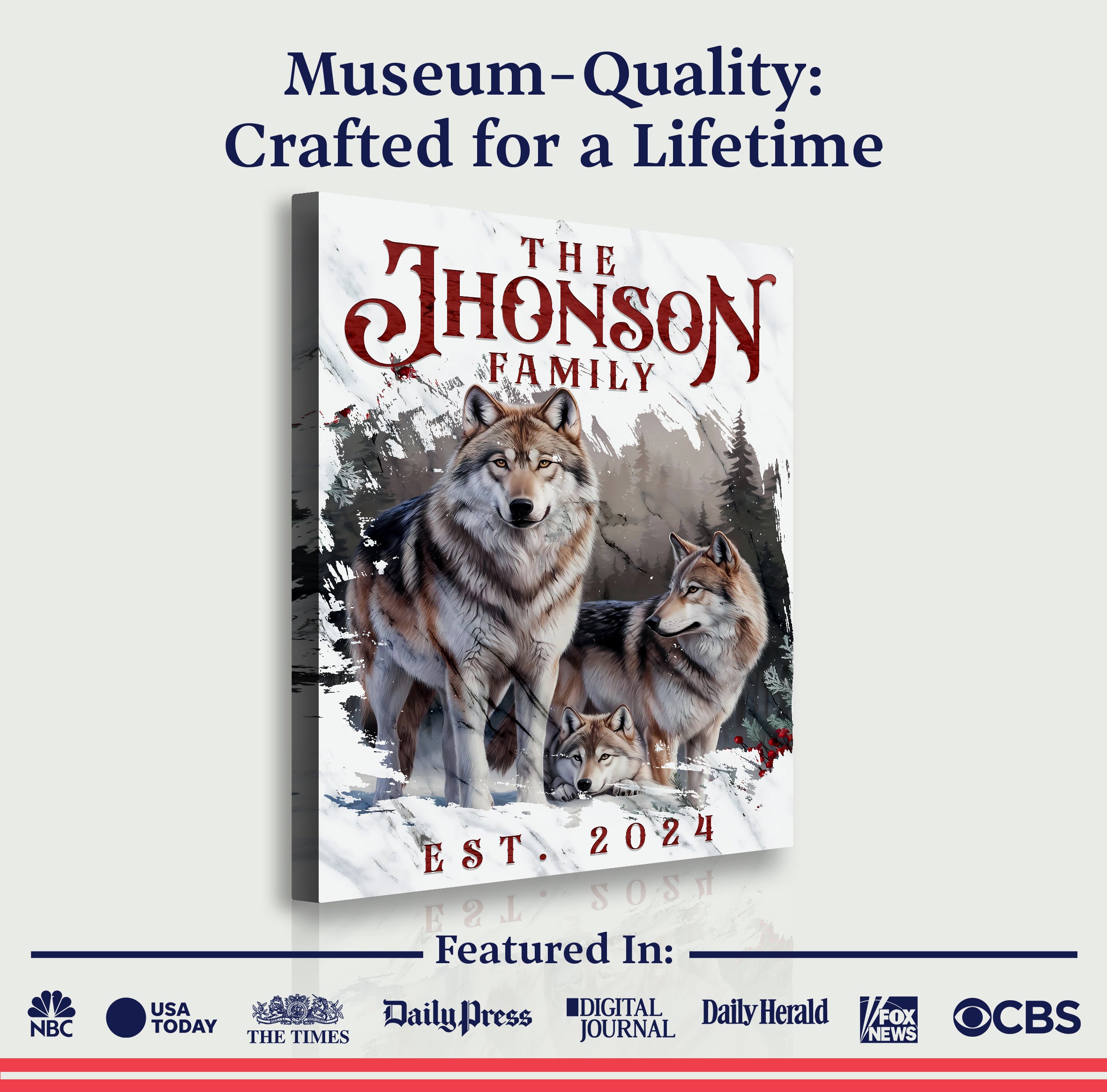 Personalized Wolf Family Wall Art on sale at MyriadMart