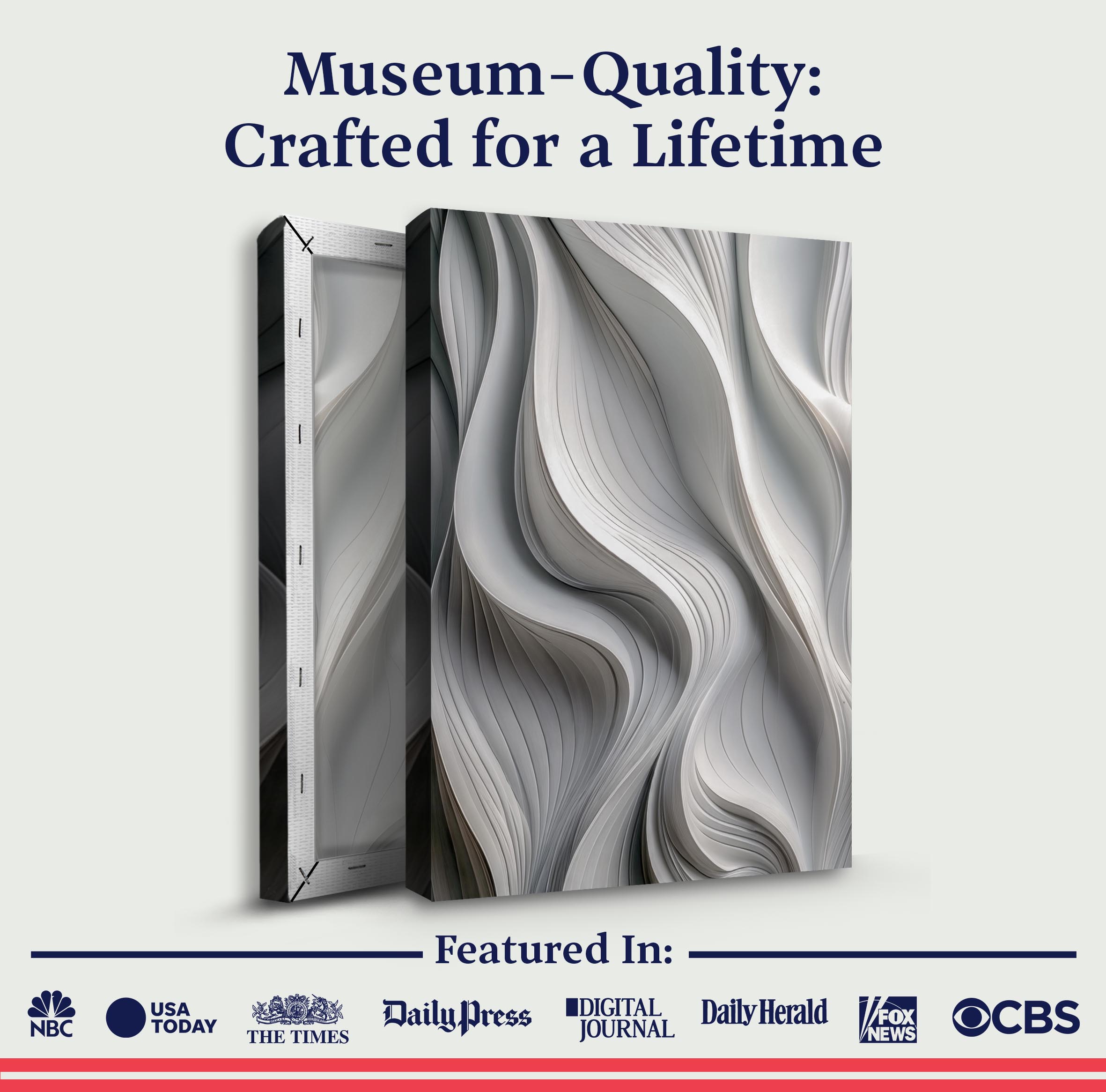 Modern Monochrome Waves Abstract Wall Art on sale at MyriadMart