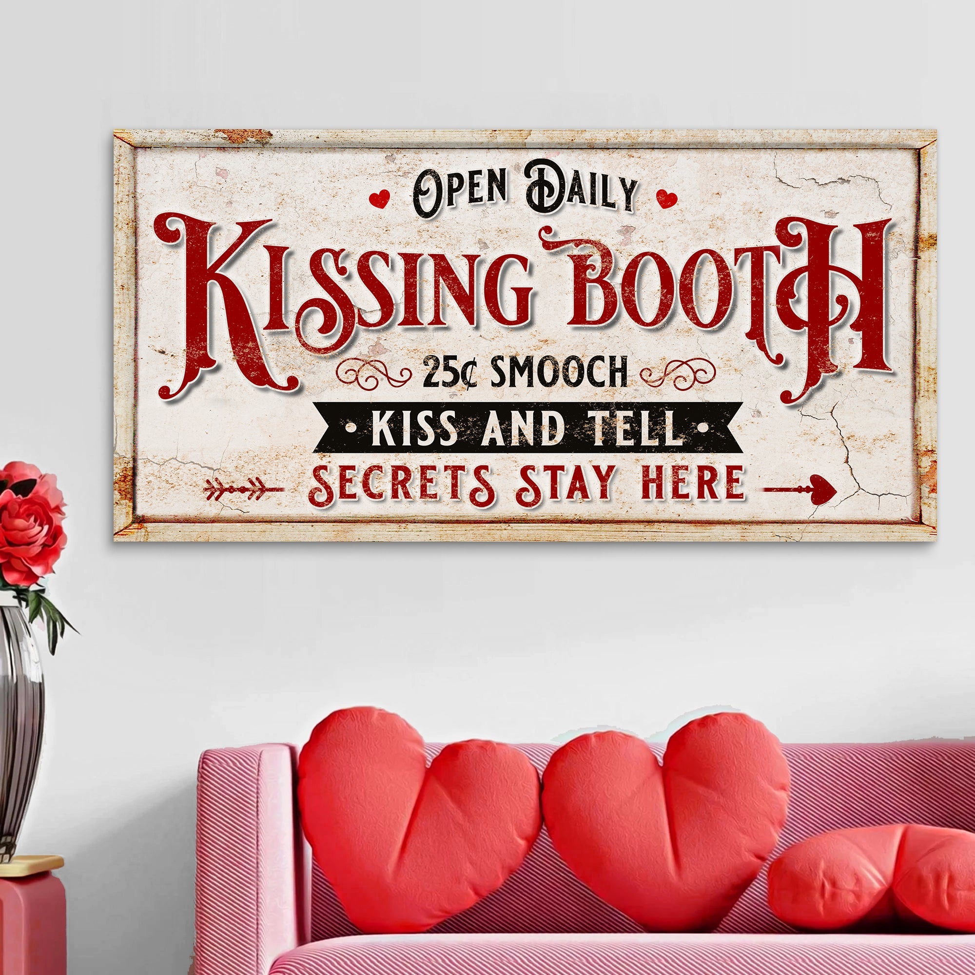 Vintage Rustic Kissing Booth Sign IV on sale at MyriadMart