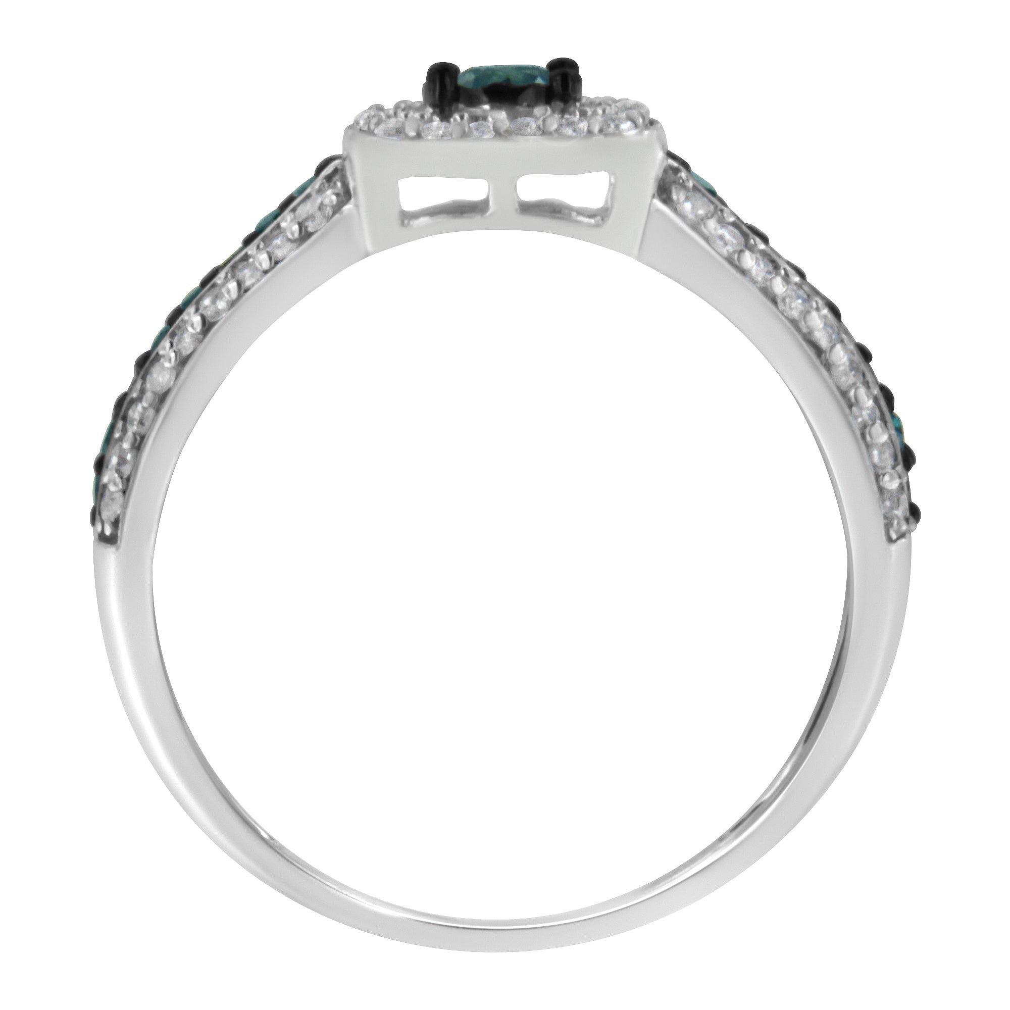 .925 Sterling Silver Treated Blue Miracle-Set Diamond Engagement Ring 1/2 Cttw, J-K Color, I1-I2 Clarity - Size 6 on sale at MyriadMart