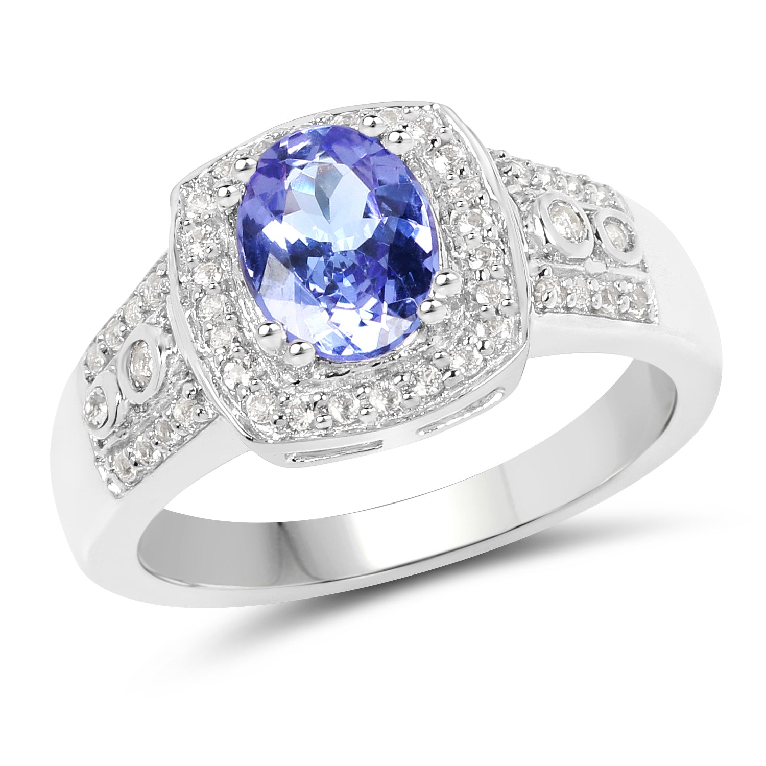 1.42 Carat Genuine Tanzanite & White Topaz .925 Sterling Silver Ring on sale at MyriadMart