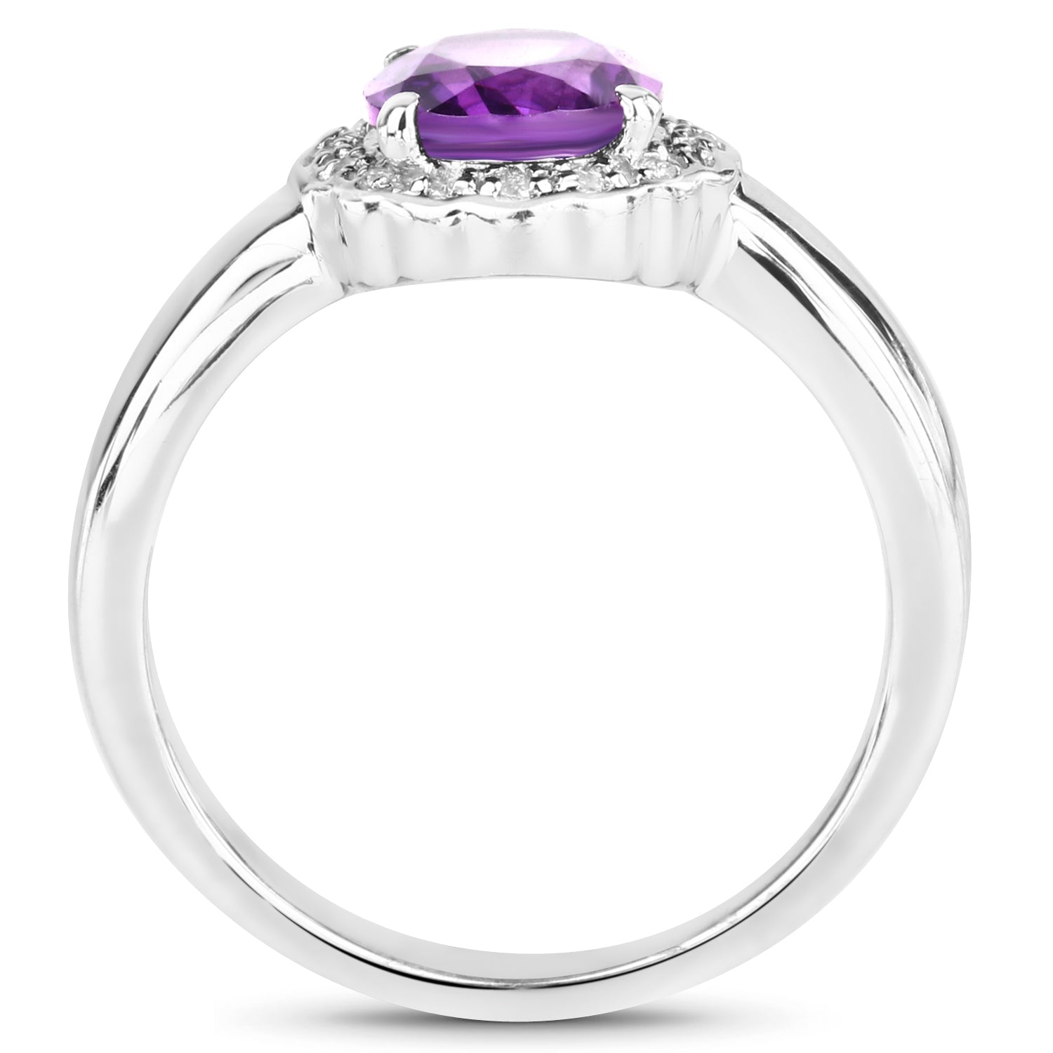 1.68 Carat Genuine Amethyst and White Topaz .925 Sterling Silver Ring on sale at MyriadMart
