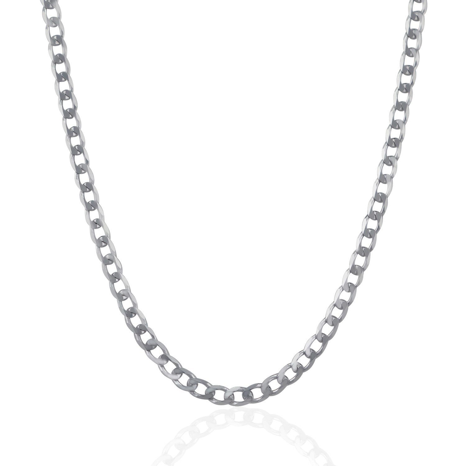 Rhodium Plated 4.7mm Sterling Silver Curb Style Chain on sale at MyriadMart