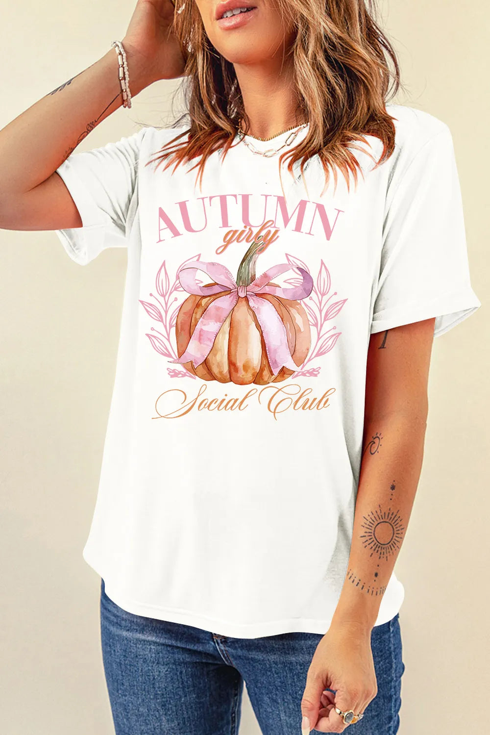 Pumpkin Graphic Round Neck Short Sleeve T-Shirt - MyriadMart