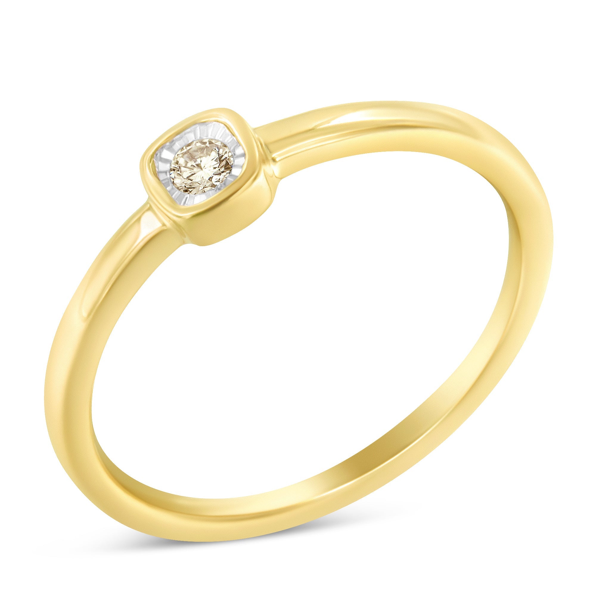 14K Yellow Gold Plated .925 Sterling Silver 1/20 Carat Diamond Square Cushion-Shaped Miracle Set Petite Fashion Promise Ring J-K Color, I1-I2 Clarity - Size 6 on sale at MyriadMart