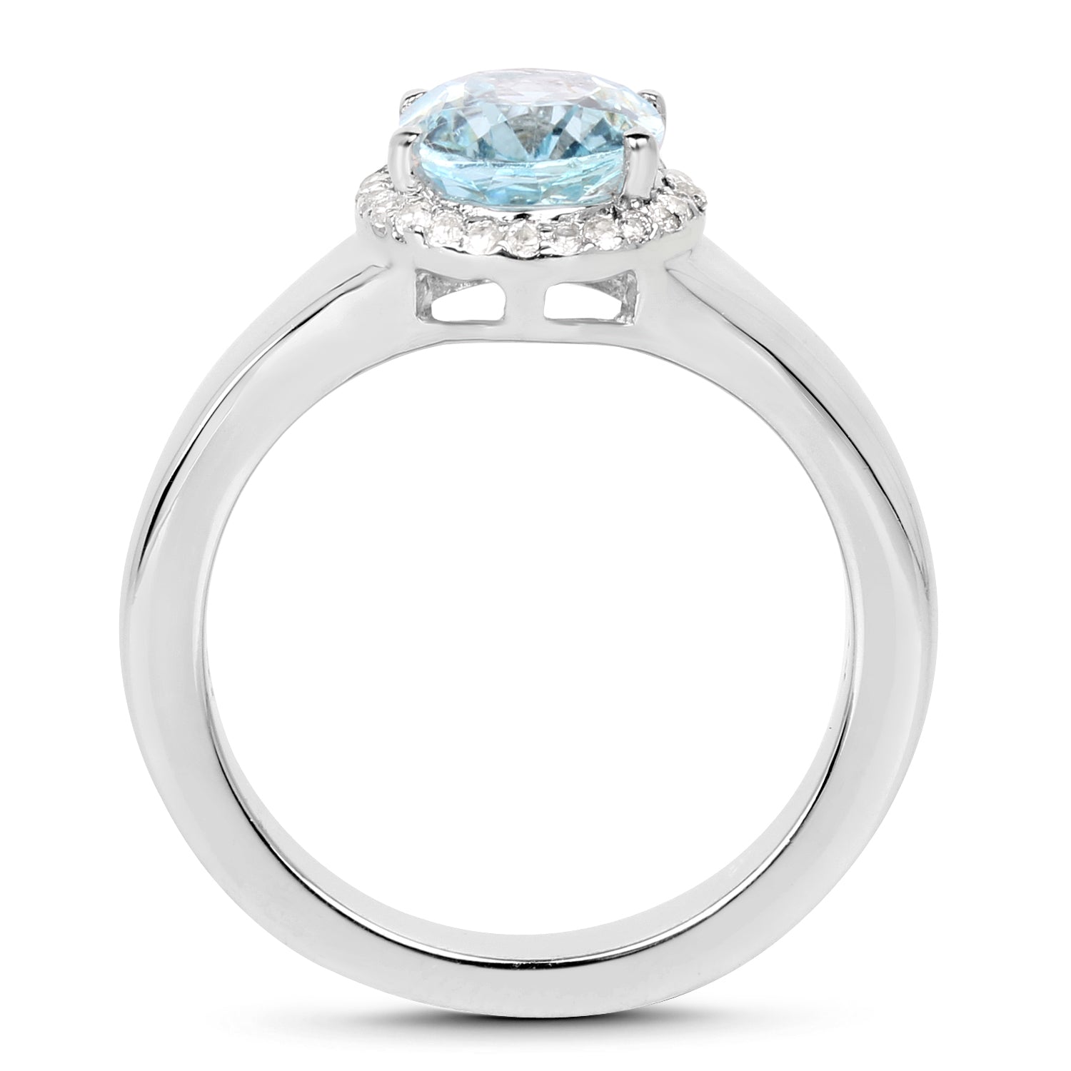 2.63 Carat Genuine Blue Topaz and White Topaz .925 Sterling Silver Ring on sale at MyriadMart