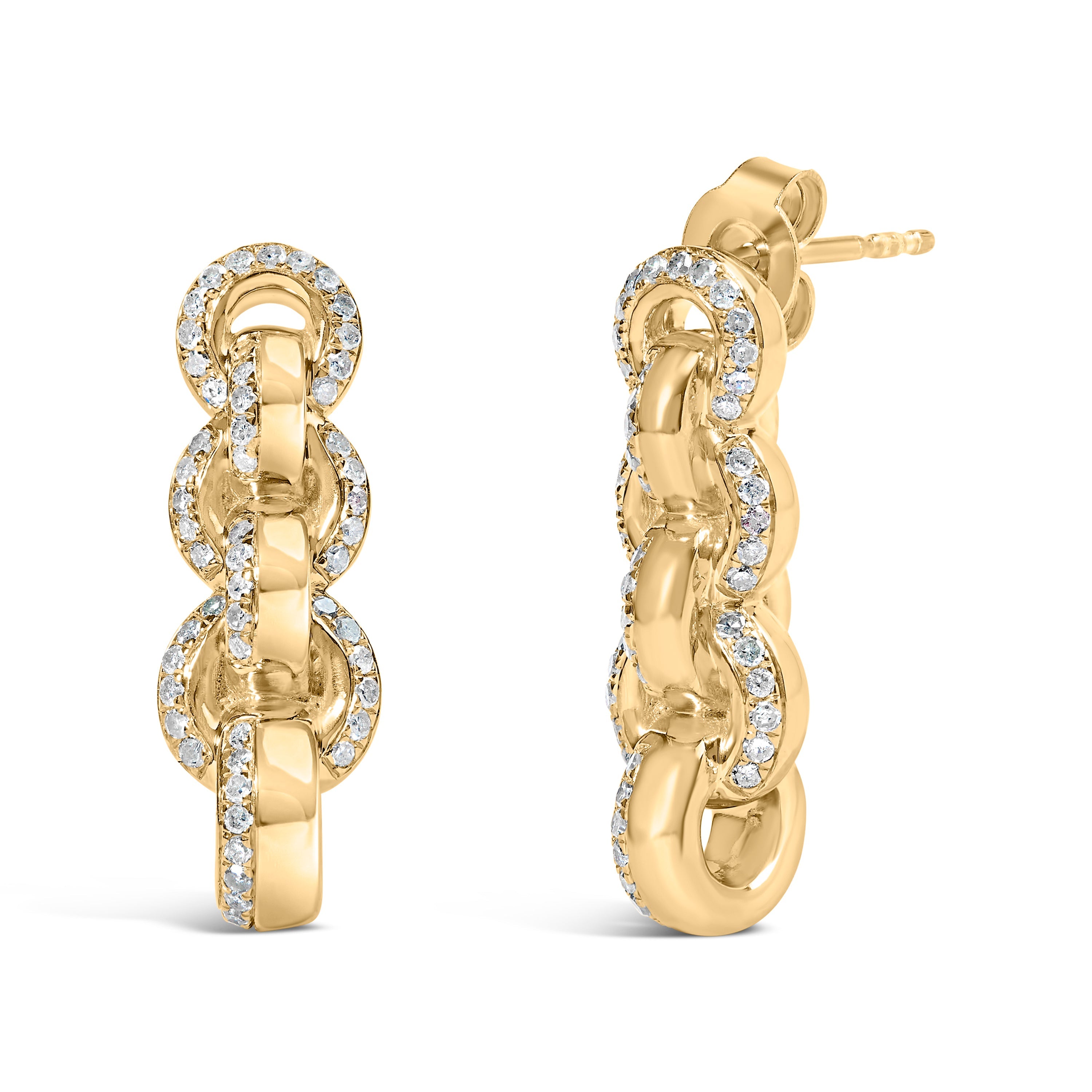 14K Yellow Gold Plated .925 Sterling Silver 1/2 Cttw Diamond Chain Link Drop Earrings H-I Color, I1-I2 Clarity on sale at MyriadMart