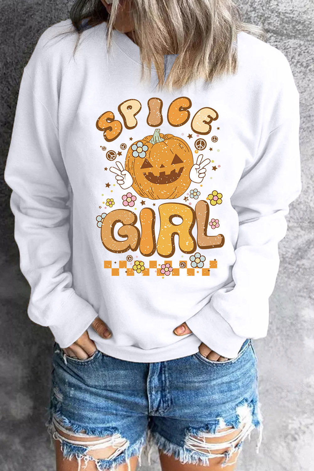 Round Neck Long Sleeve SPICE GIRL Graphic Sweatshirt - MyriadMart