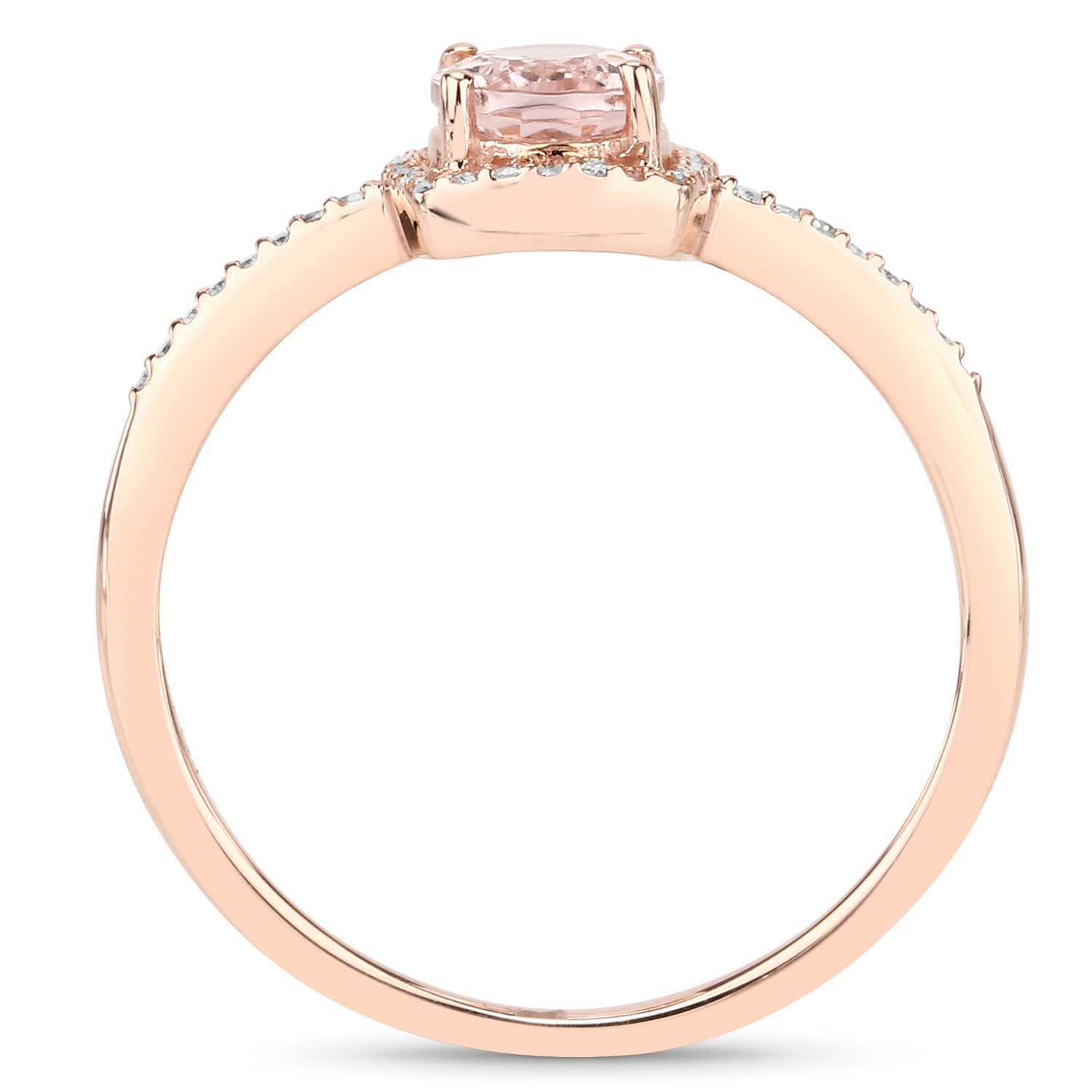 0.82 Carat Genuine Morganite and White Diamond 14K Rose Gold Ring on sale at MyriadMart