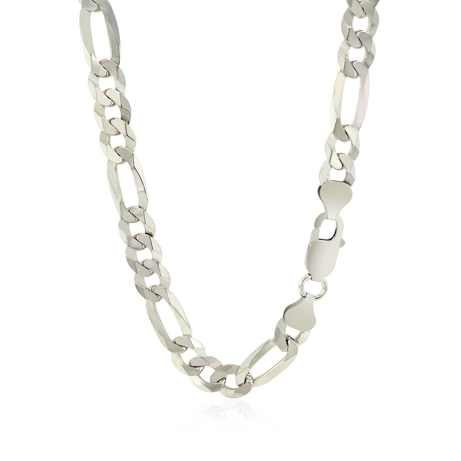Rhodium Plated 8.1mm Sterling Silver Figaro Style Chain on sale at MyriadMart