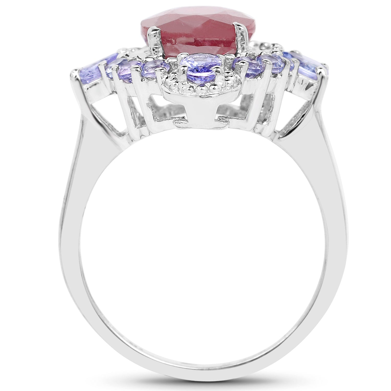 4.14 Carat Glass Filled Ruby and Tanzanite .925 Sterling Silver Ring on sale at MyriadMart