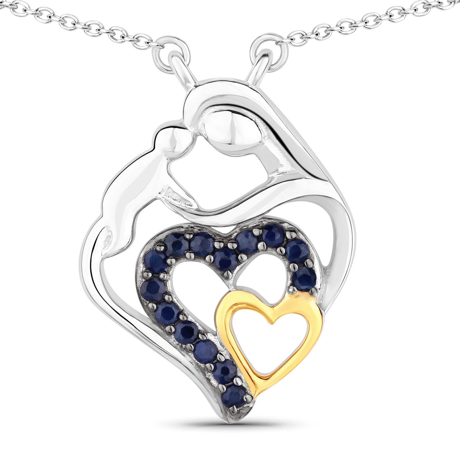 0.28 Carat Genuine Blue Sapphire .925 Sterling Silver Pendant on sale at MyriadMart