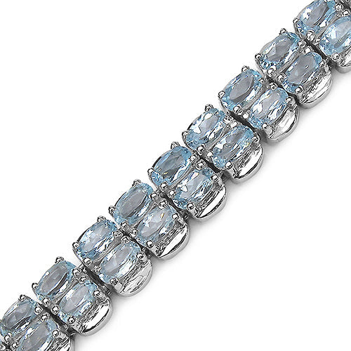 18.00 Carat Genuine Blue Topaz .925 Sterling Silver Bracelet on sale at MyriadMart