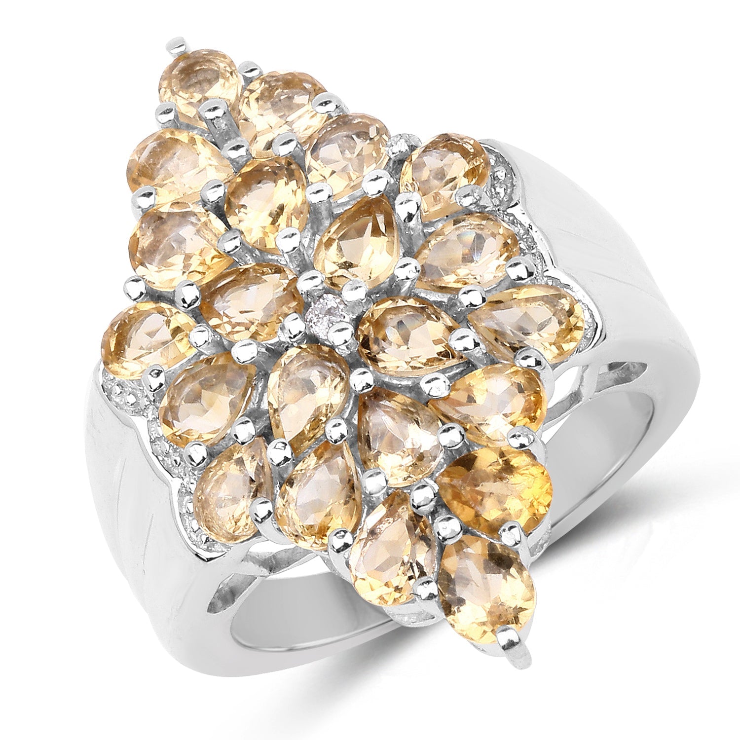 3.54 Carat Genuine Citrine and White Topaz .925 Sterling Silver Ring on sale at MyriadMart