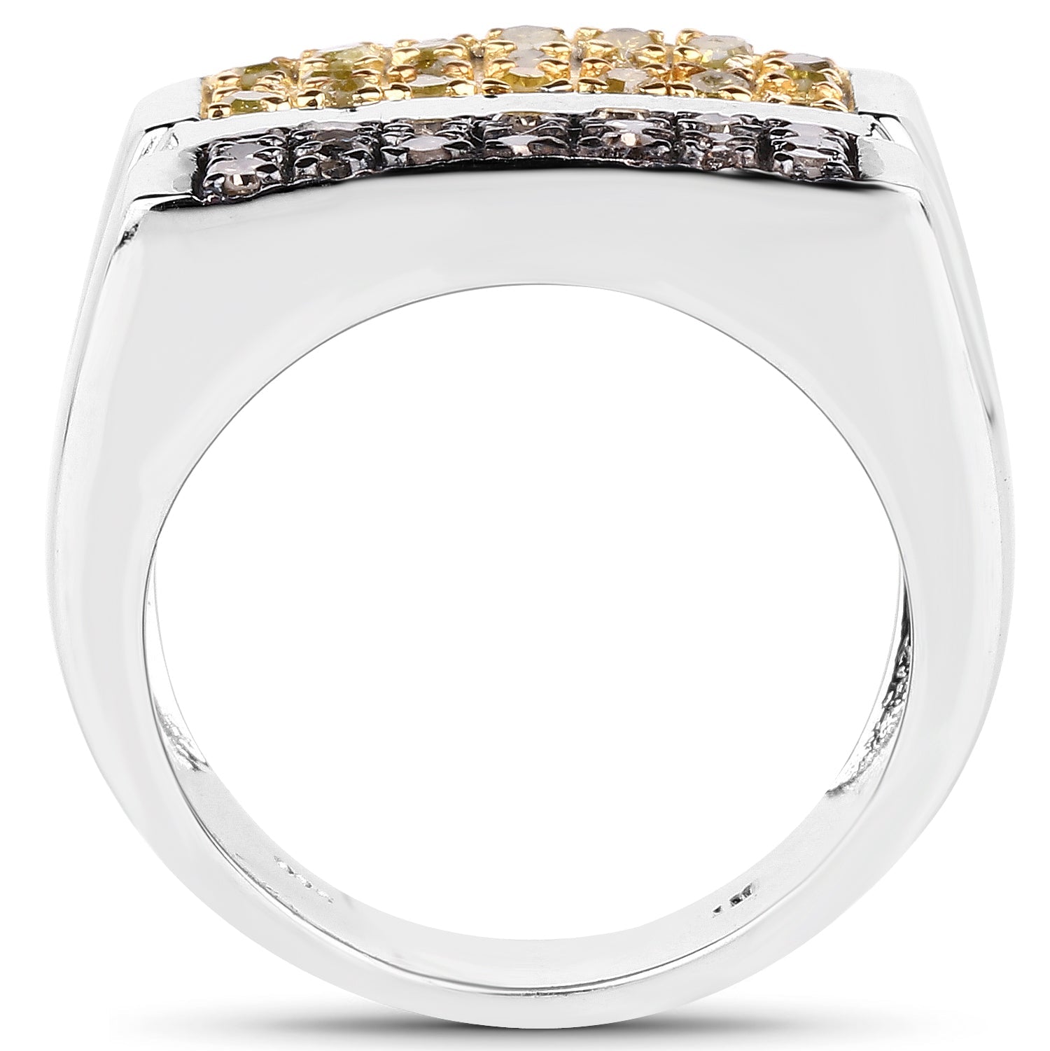 0.63 Carat Genuine Champagne Diamond and Yellow Diamond .925 Sterling Silver Ring on sale at MyriadMart
