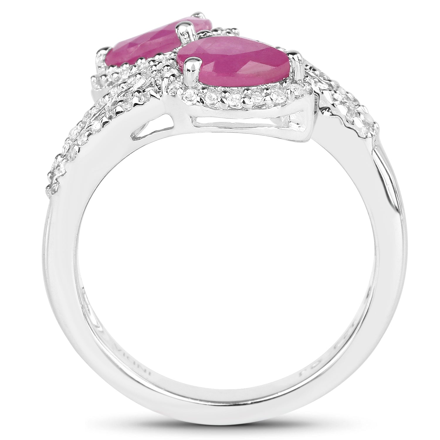 2.43 Carat Glass Filled Ruby and White Topaz Sterling Silver Ring on sale at MyriadMart