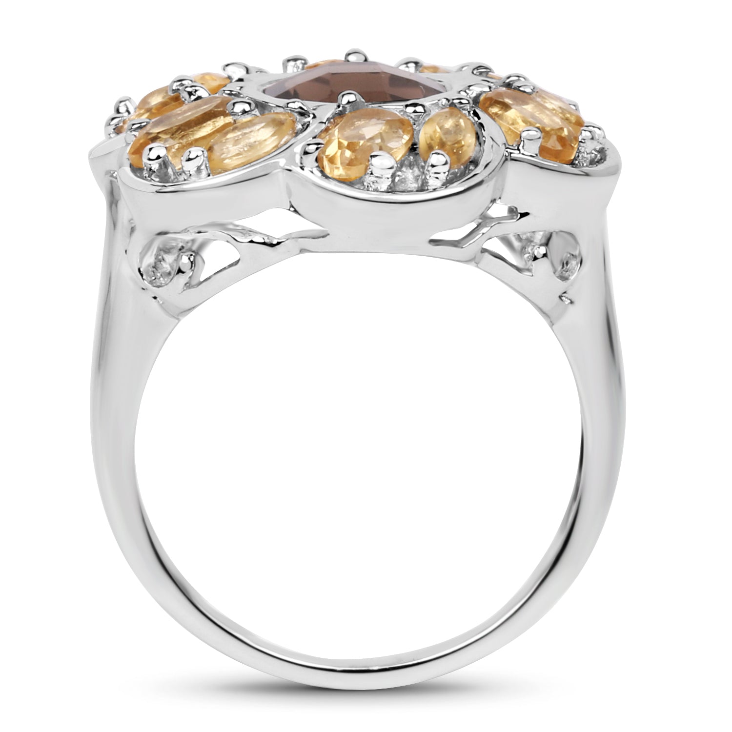 3.46 Carat Genuine Smoky Quartz & Citrine .925 Sterling Silver Ring on sale at MyriadMart