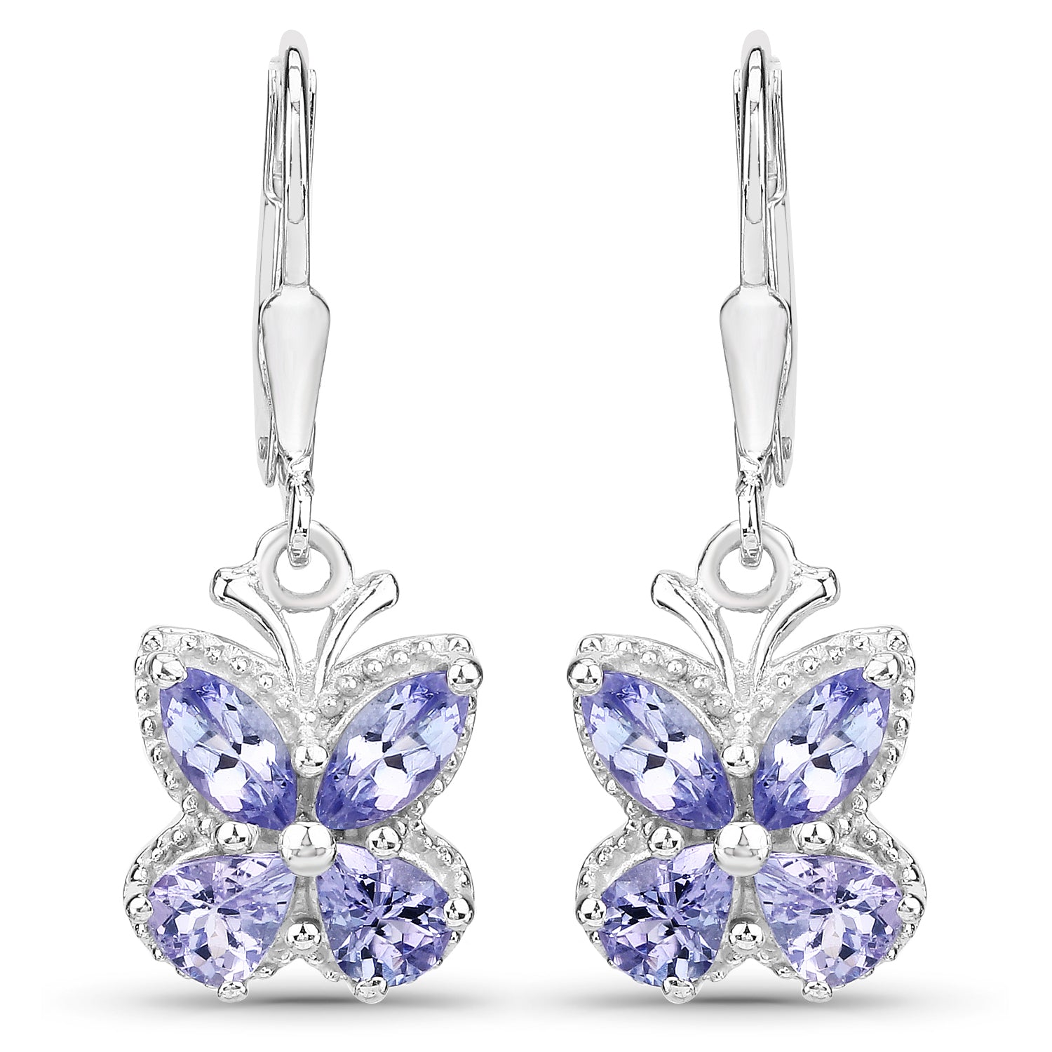 2.08 Carat Genuine Tanzanite .925 Sterling Silver Earrings on sale at MyriadMart