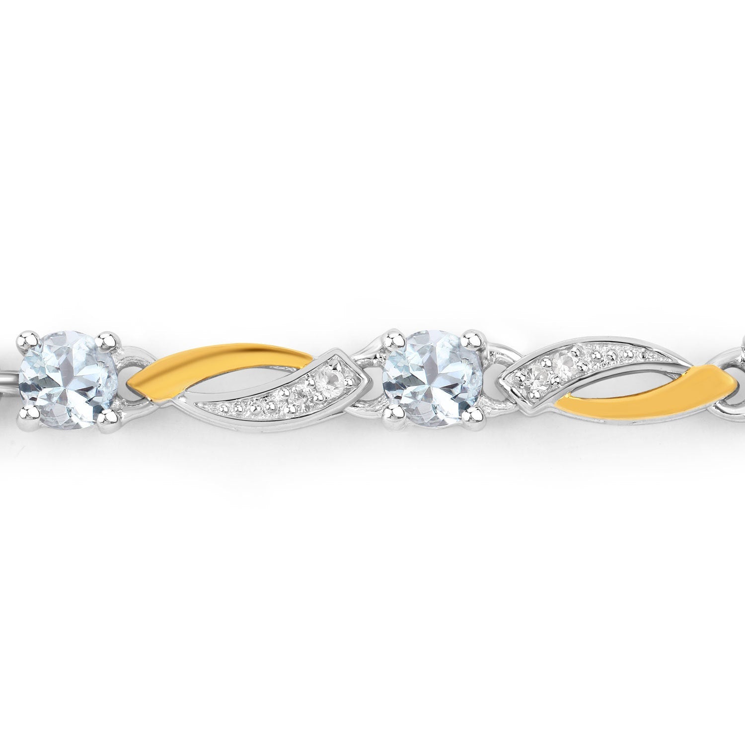 0.74 Carat Genuine Aquamarine and White Sapphire .925 Sterling Silver Bracelet on sale at MyriadMart