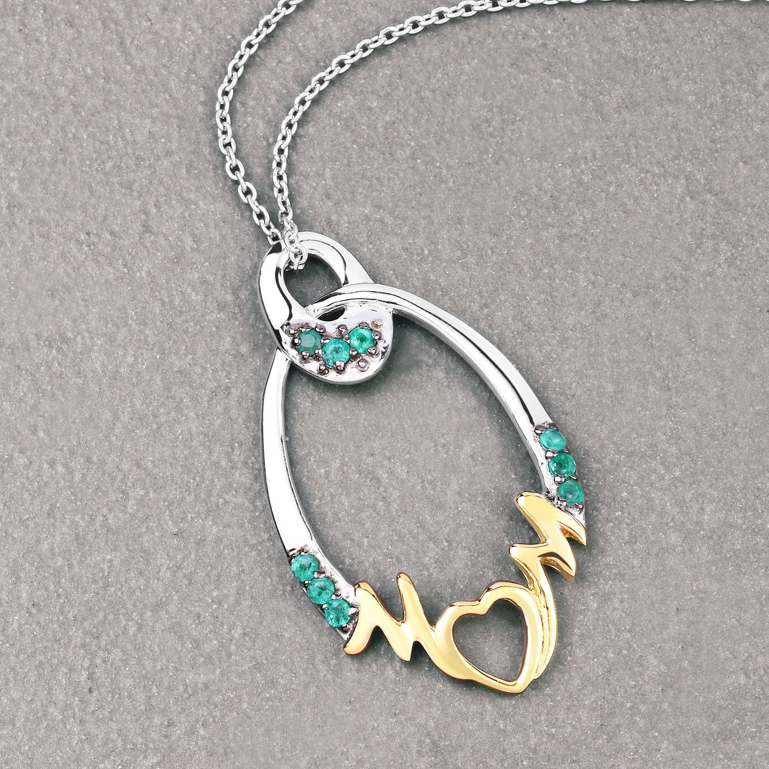 0.15 Carat Genuine Emerald .925 Sterling Silver Pendant on sale at MyriadMart