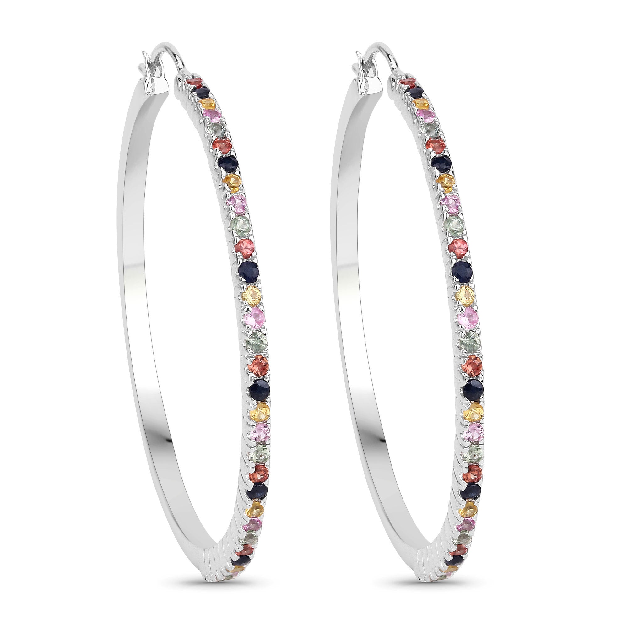 2.24 Carat Genuine Multi Sapphire .925 Sterling Silver Earrings on sale at MyriadMart