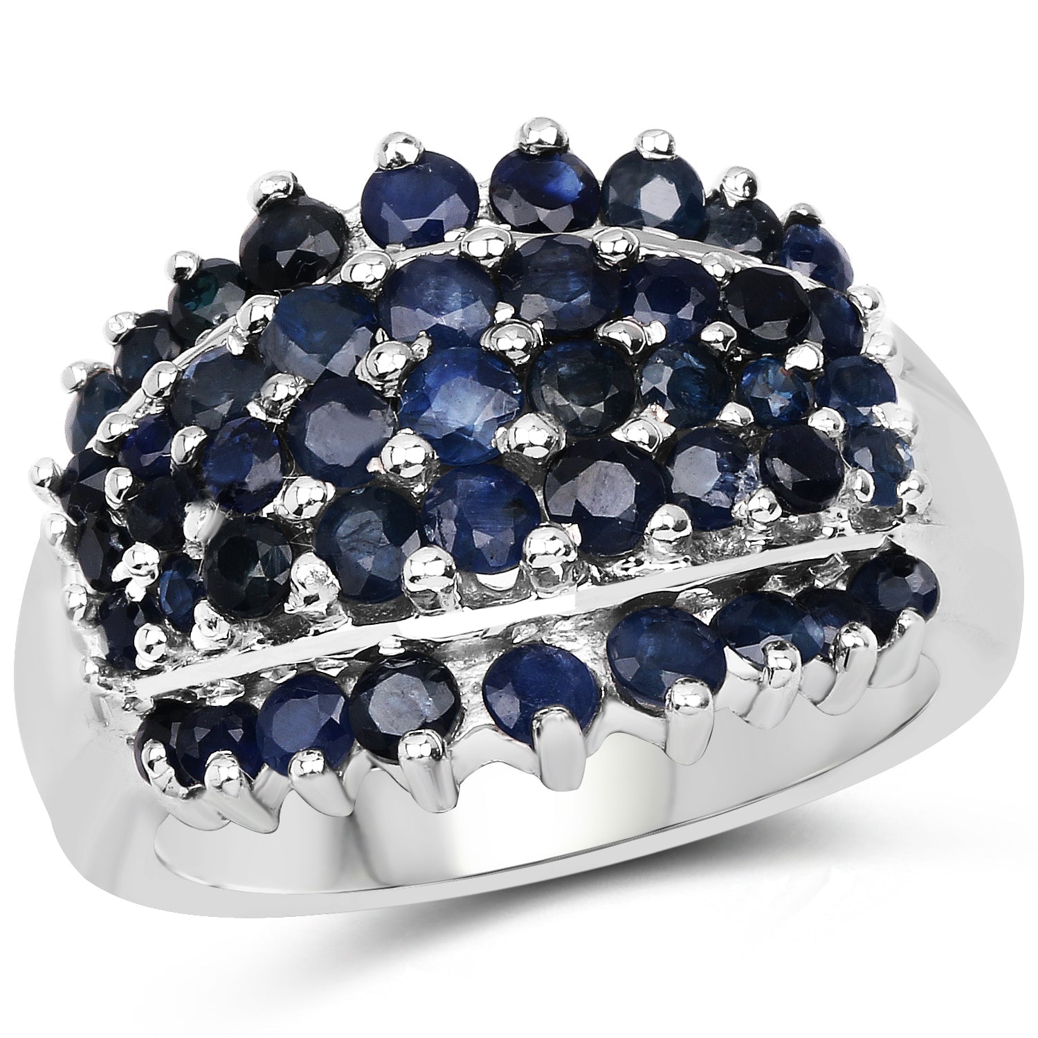 2.70 Carat Genuine Blue Sapphire .925 Sterling Silver Ring on sale at MyriadMart