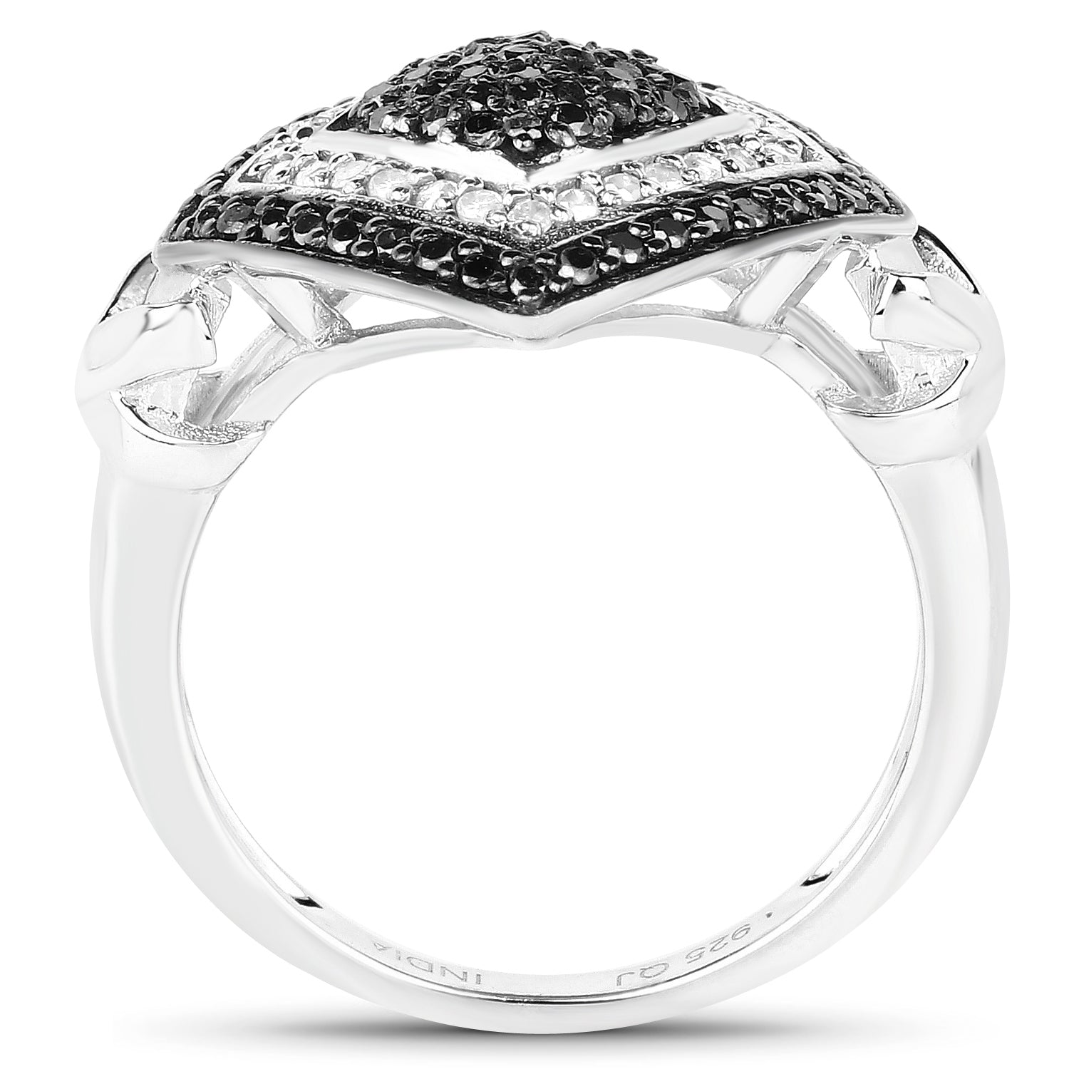 0.56 Carat Genuine White Diamond and Black Diamond .925 Sterling Silver Ring on sale at MyriadMart